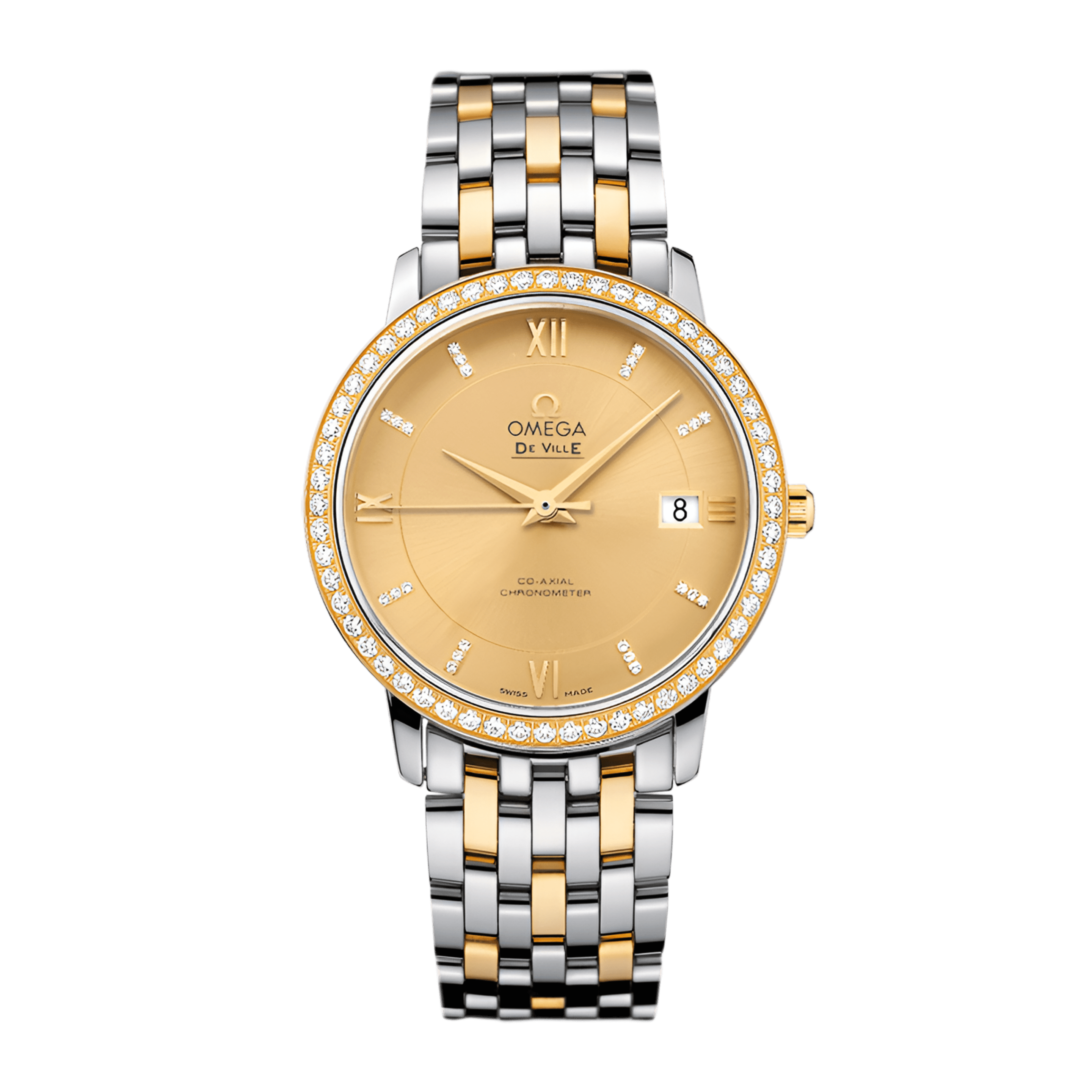 De Ville Prestige Yellow Gold & Steel Diamond Champagne Dial 36mm Product Image