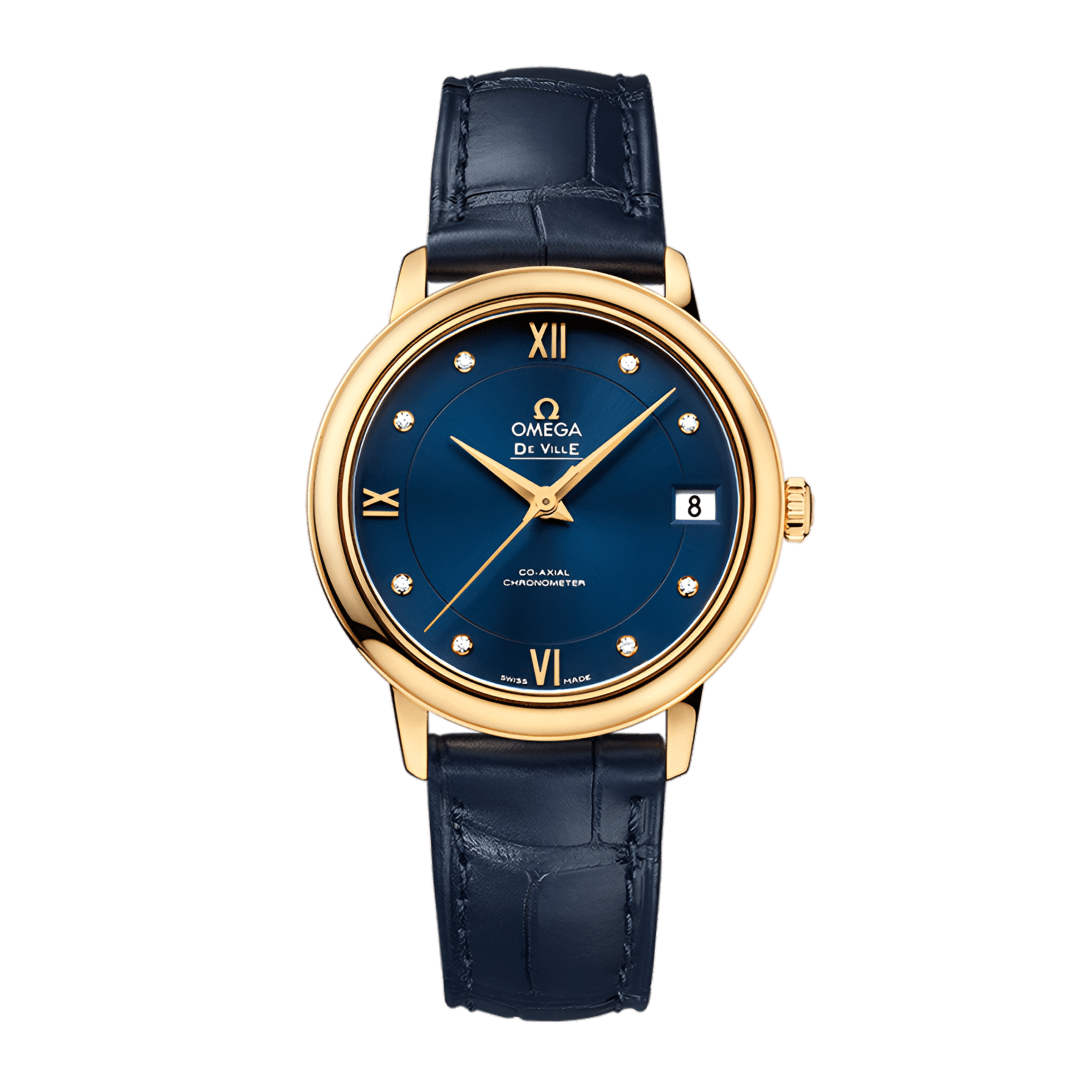 De Ville Prestige Yellow Gold White Blue Dial 32mm Product Image