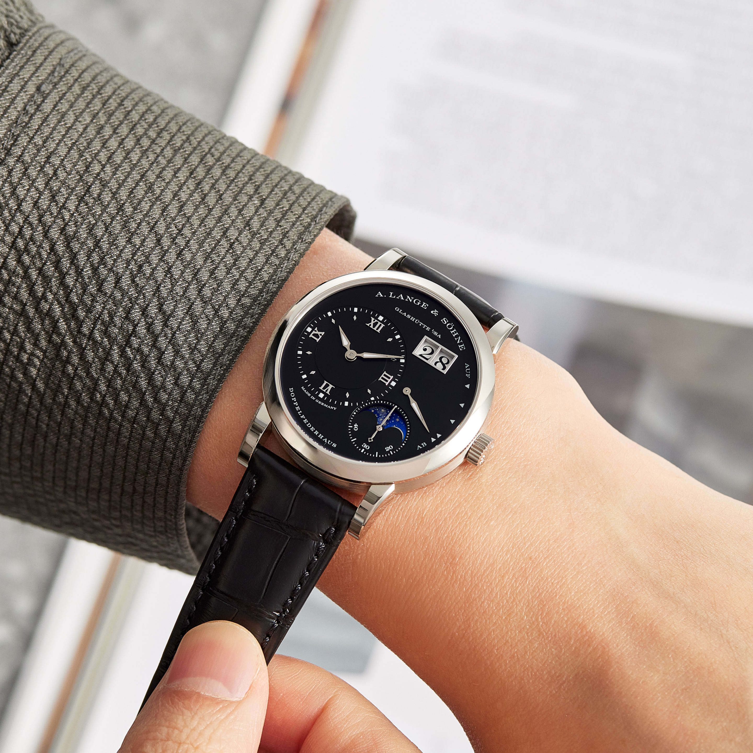 Lange 1 Moonphase White Gold Black Dial 38mm Product Image