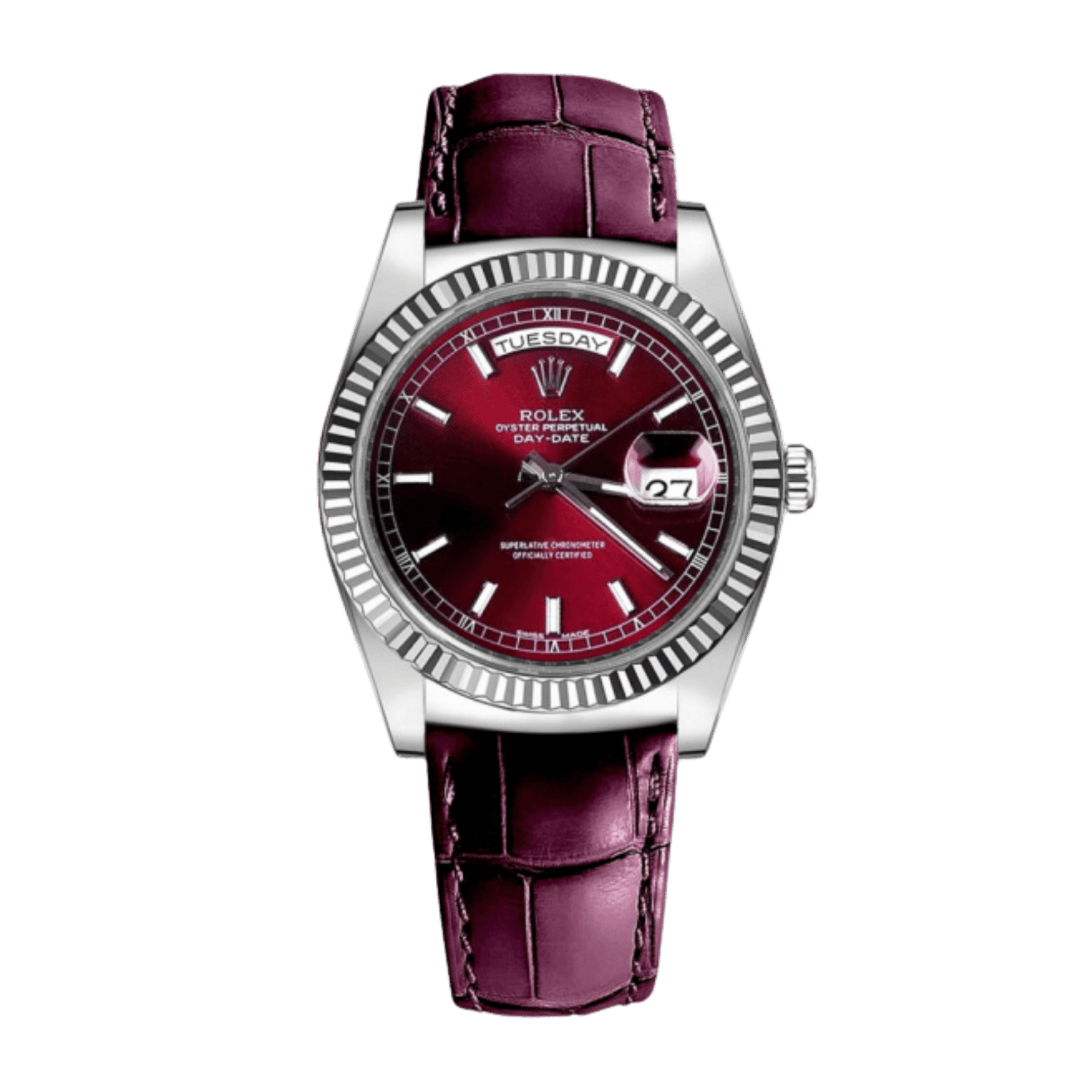 Rolex Day-Date White Gold Cherry Dial 36mm 118139-0007 - Make an