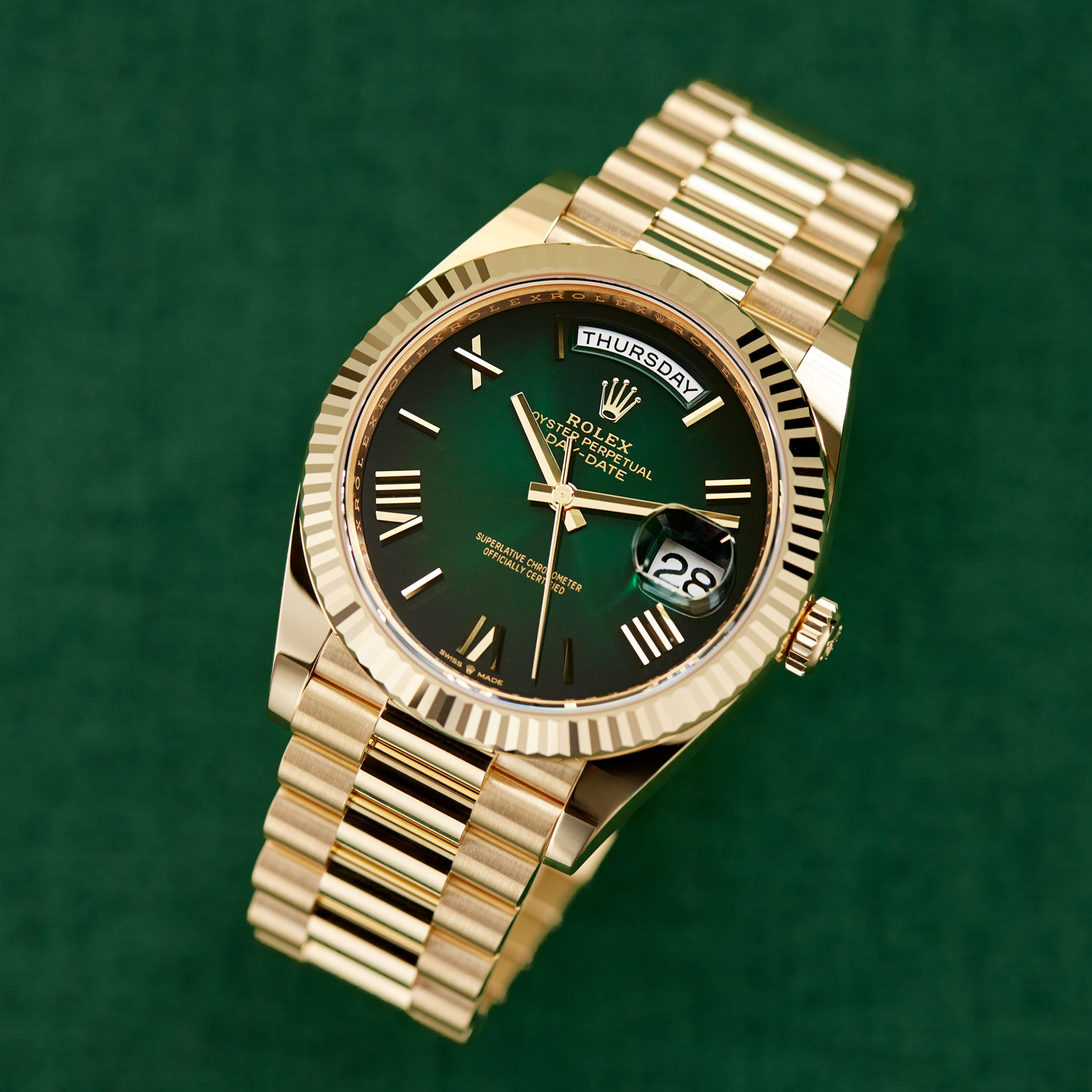Day-Date Yellow Gold Green Ombré Dial Product Image