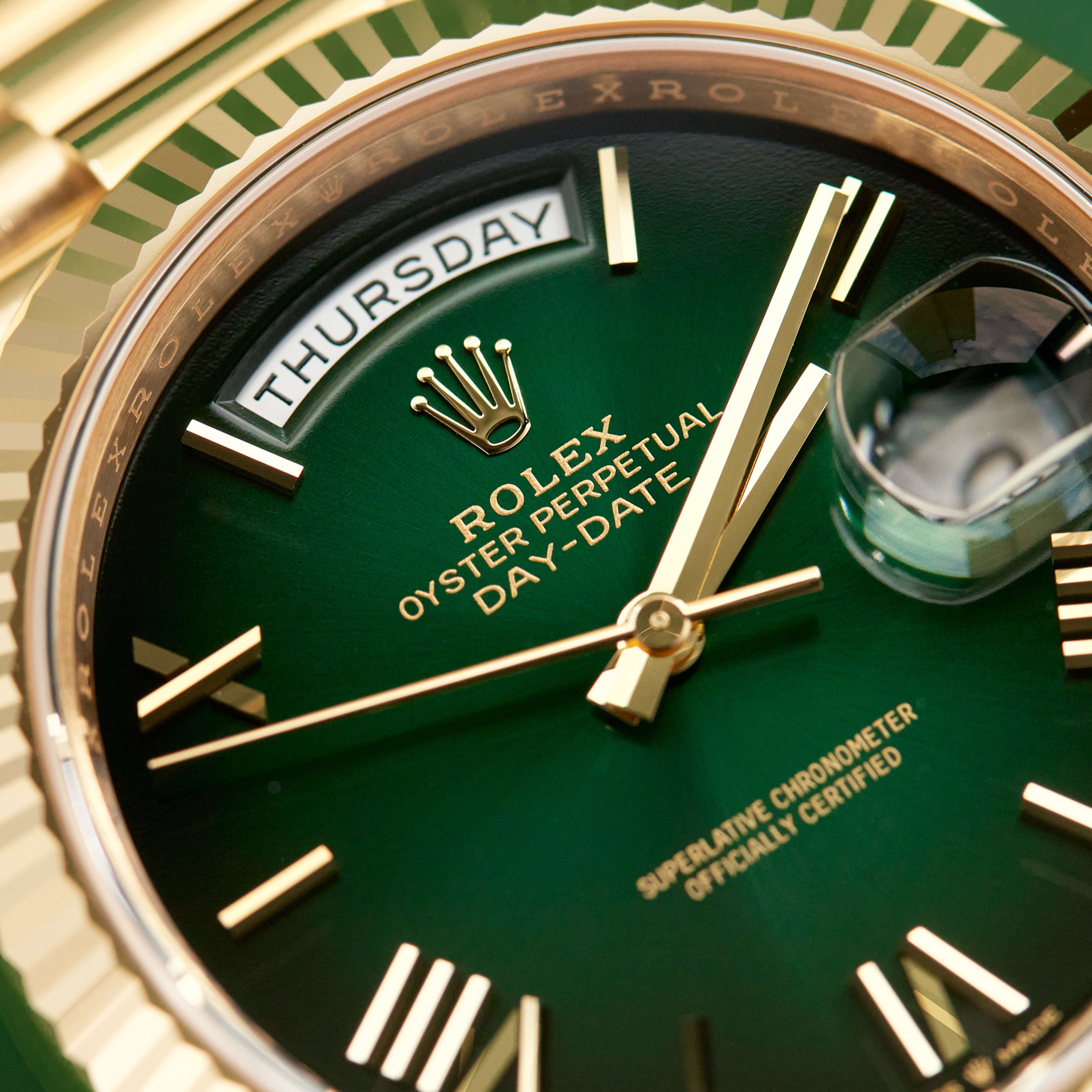 Day-Date Yellow Gold Green Ombré Dial Product Image