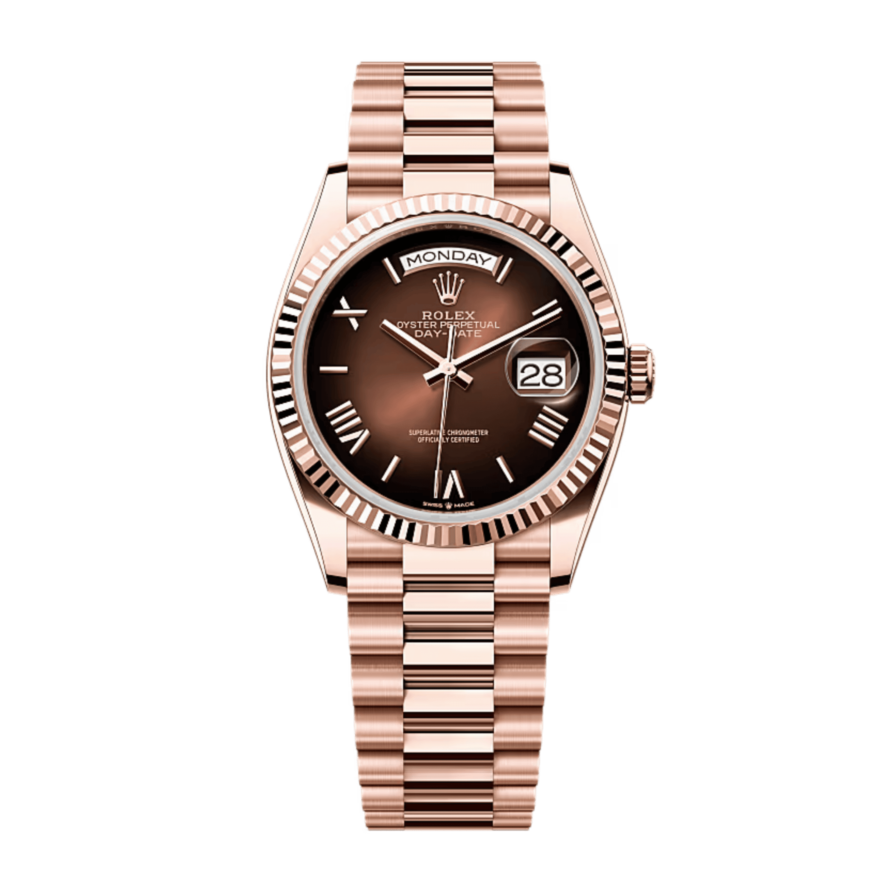 Egard The Seventy Mens Watch 36mm Brown Dial Date Rose Gold Tone New Battery Proof that the Day-Date really does speak every language  main image 2