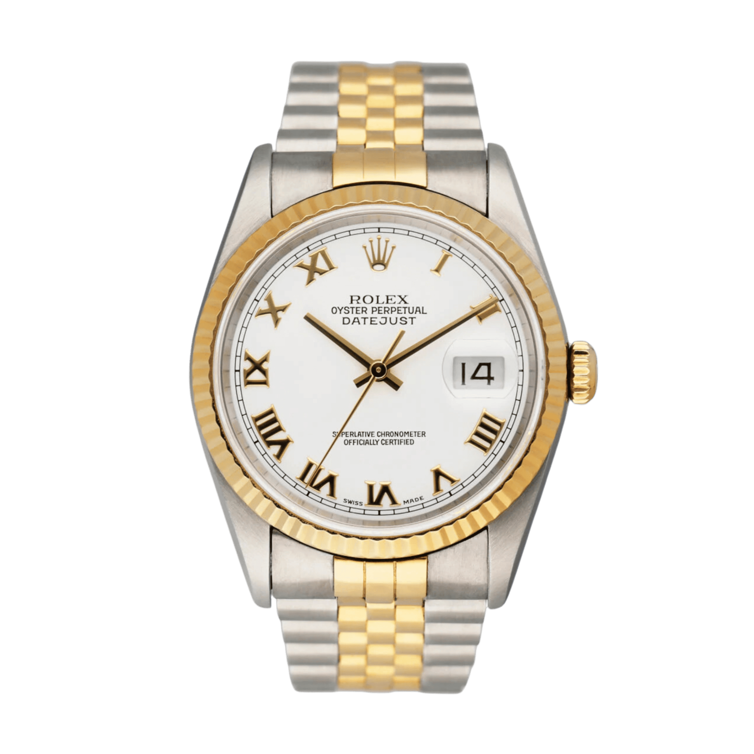Rolex Oyster Perpetual Date Yellow Gold & Steel White Dial 36mm