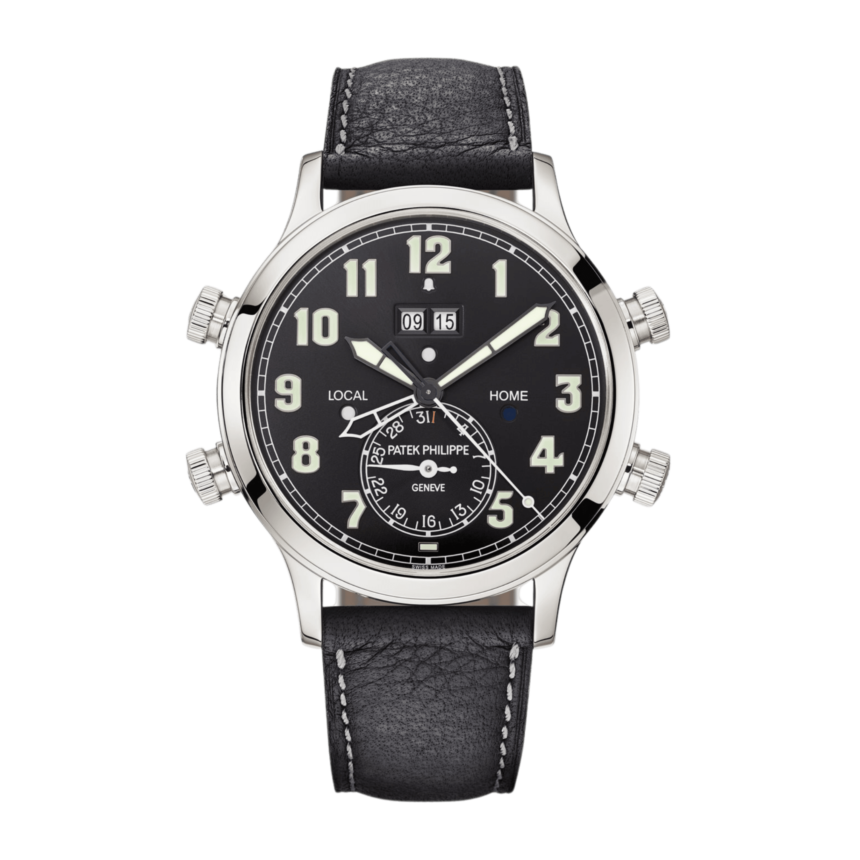 Calatrava Pilot Travel Time Alarm Platinum Black Dial 42mm Product Image