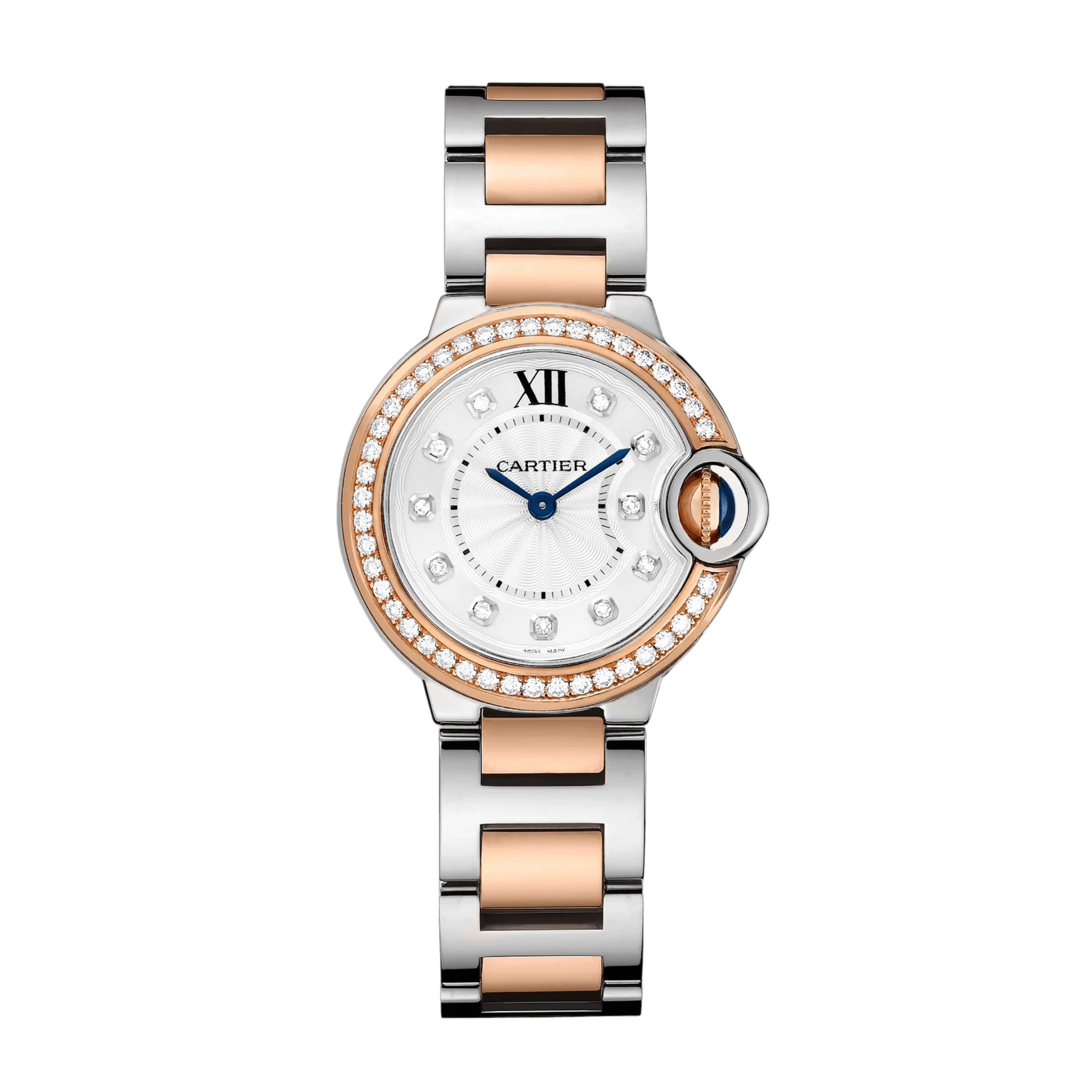 Ballon Bleu de Cartier Rose Gold & Steel Diamond Silver Dial 28mm Product Image