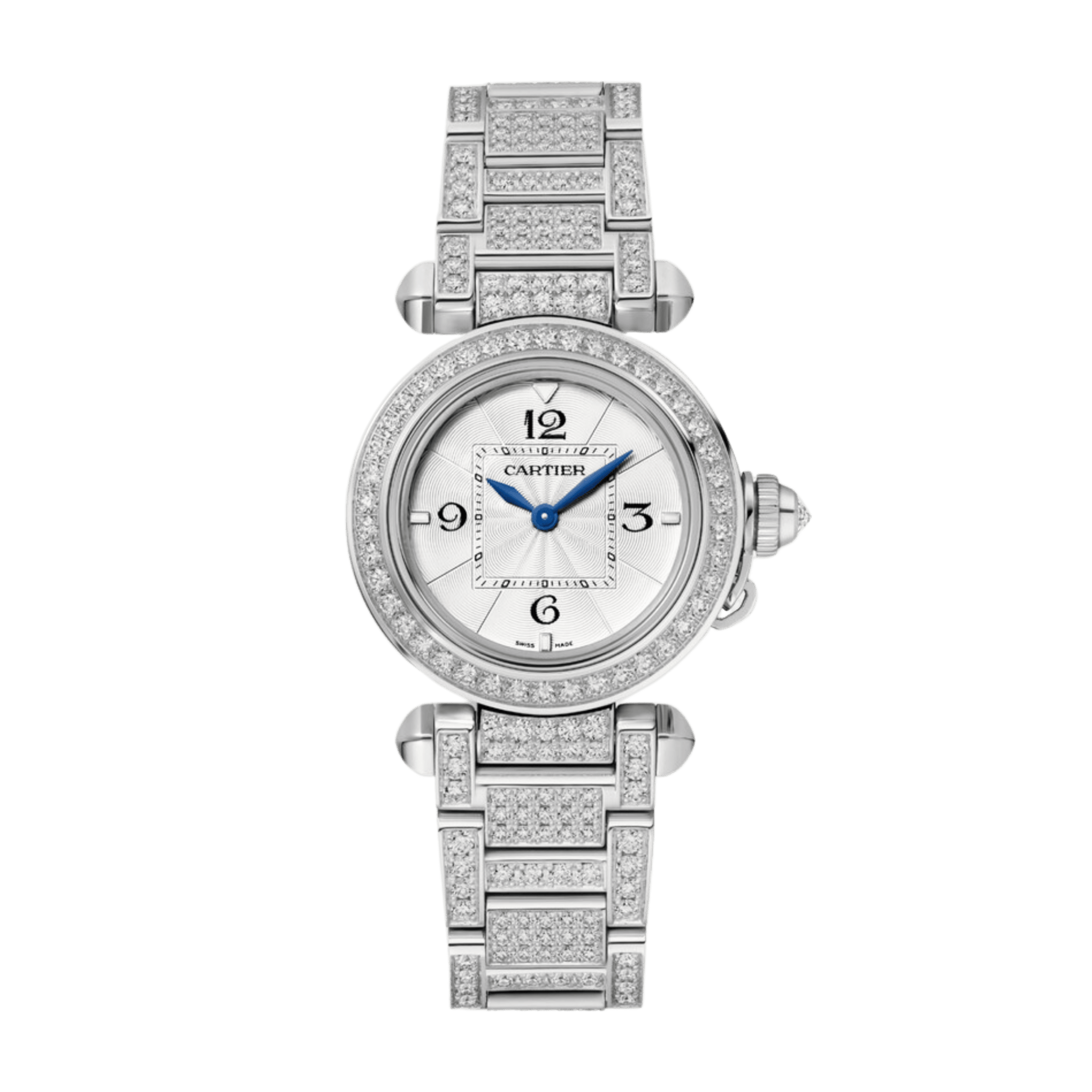 Pasha de Cartier White Gold Diamond Silver Dial 30mm Product Image
