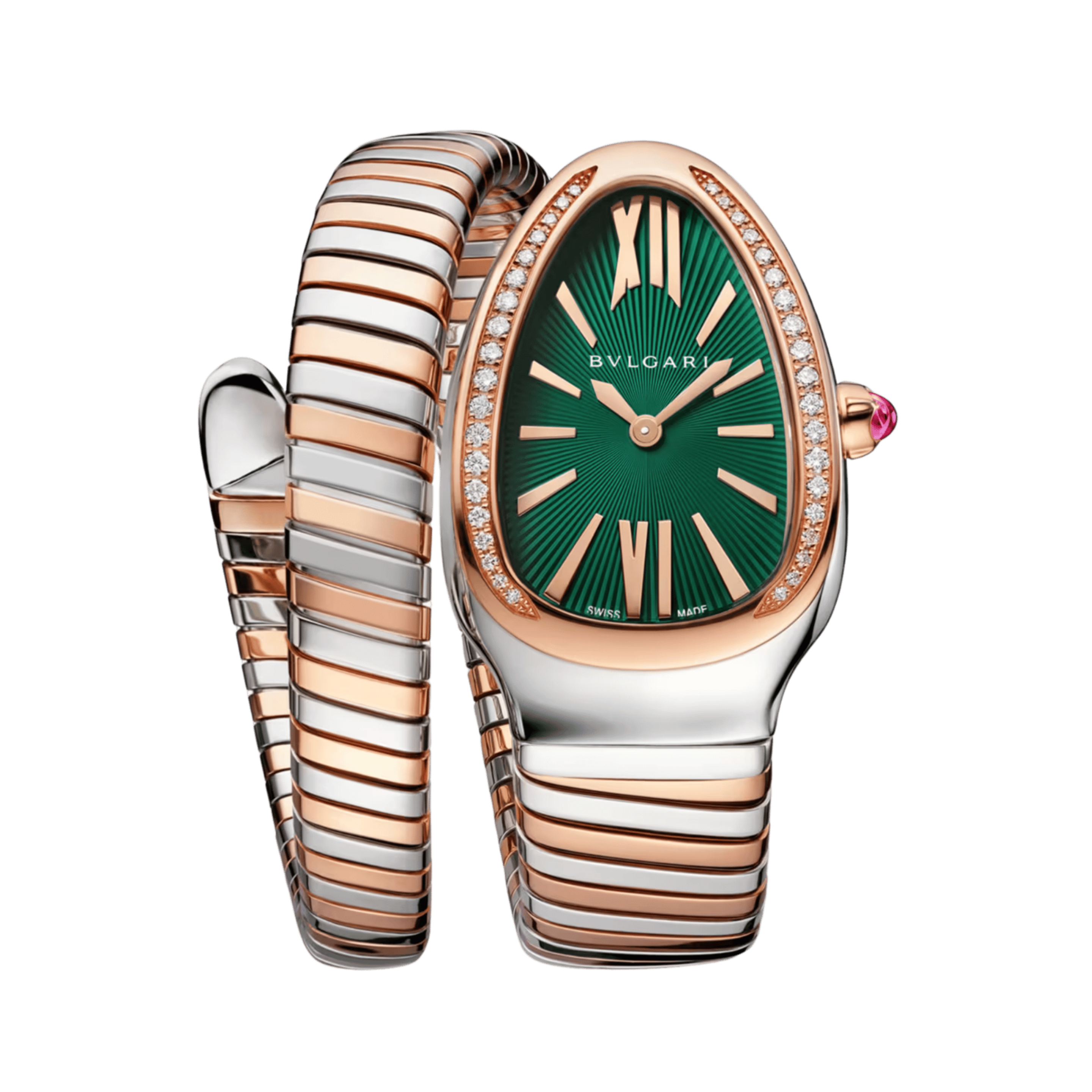 Serpenti Tubogas Rose Gold & Steel Diamond Green Dial 35mm Product Image