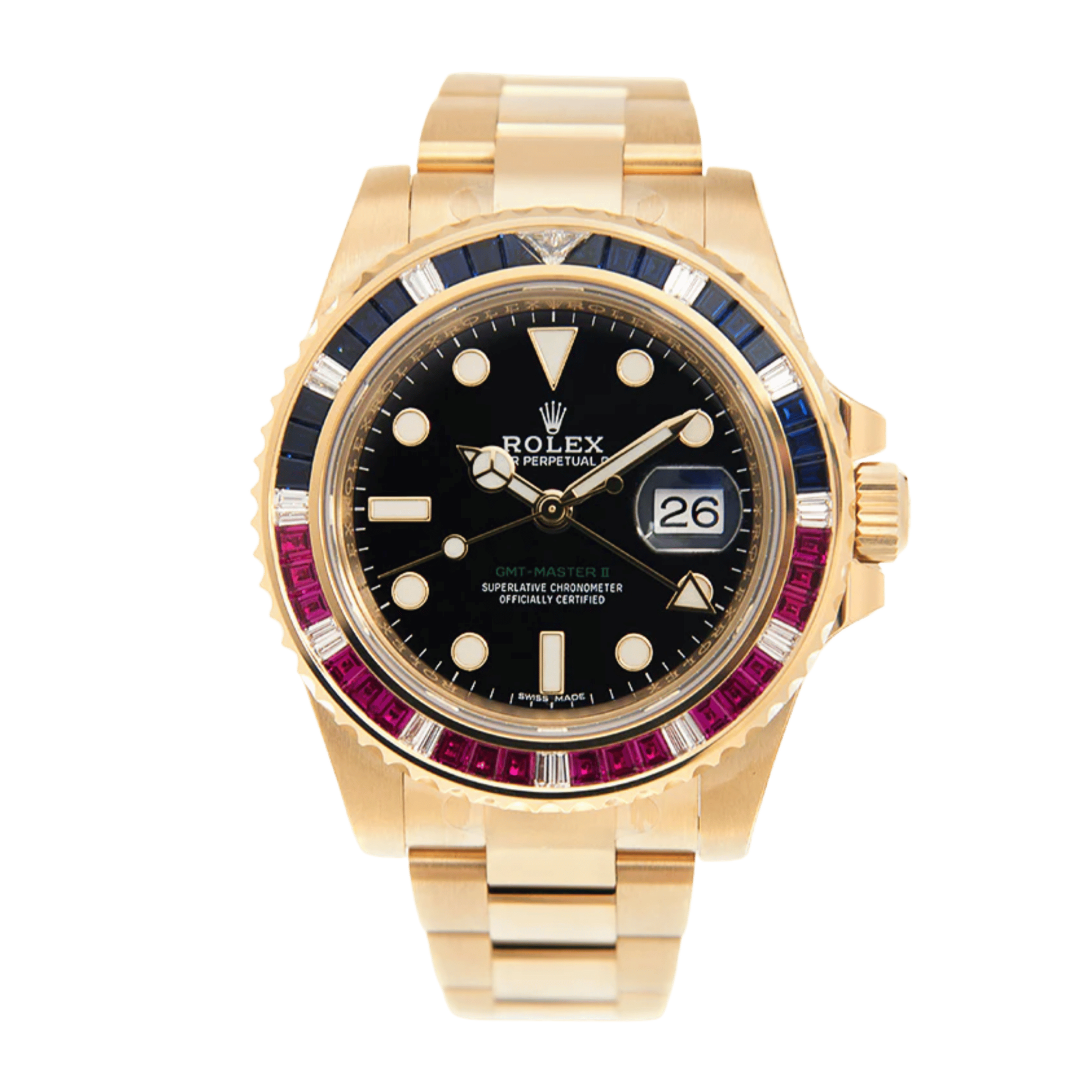 GMT-Master II Yellow Gold Sapphire Ruby Black Dial 40mm Product Image