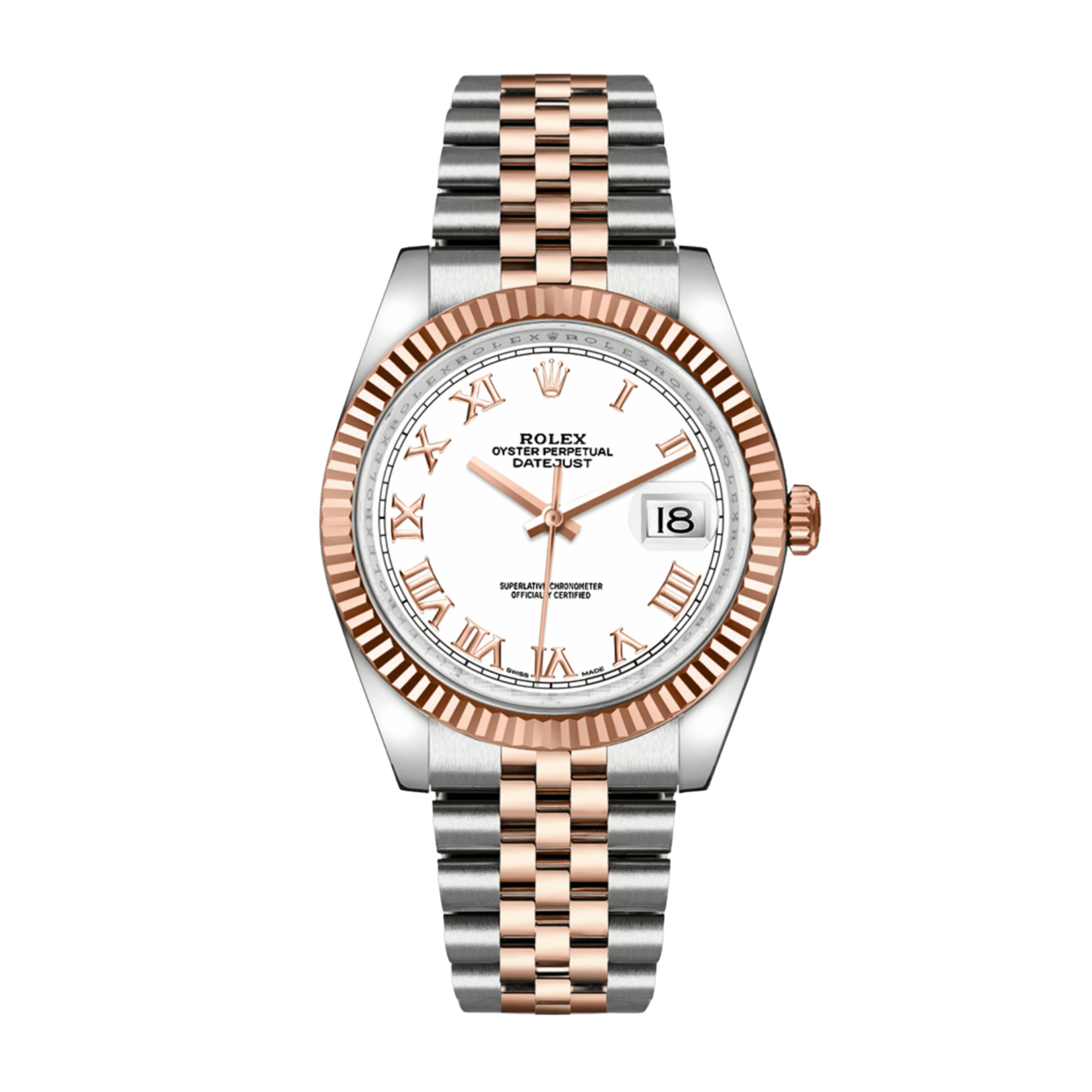Datejust Rose Gold & Steel White Dial 36mm Product Image