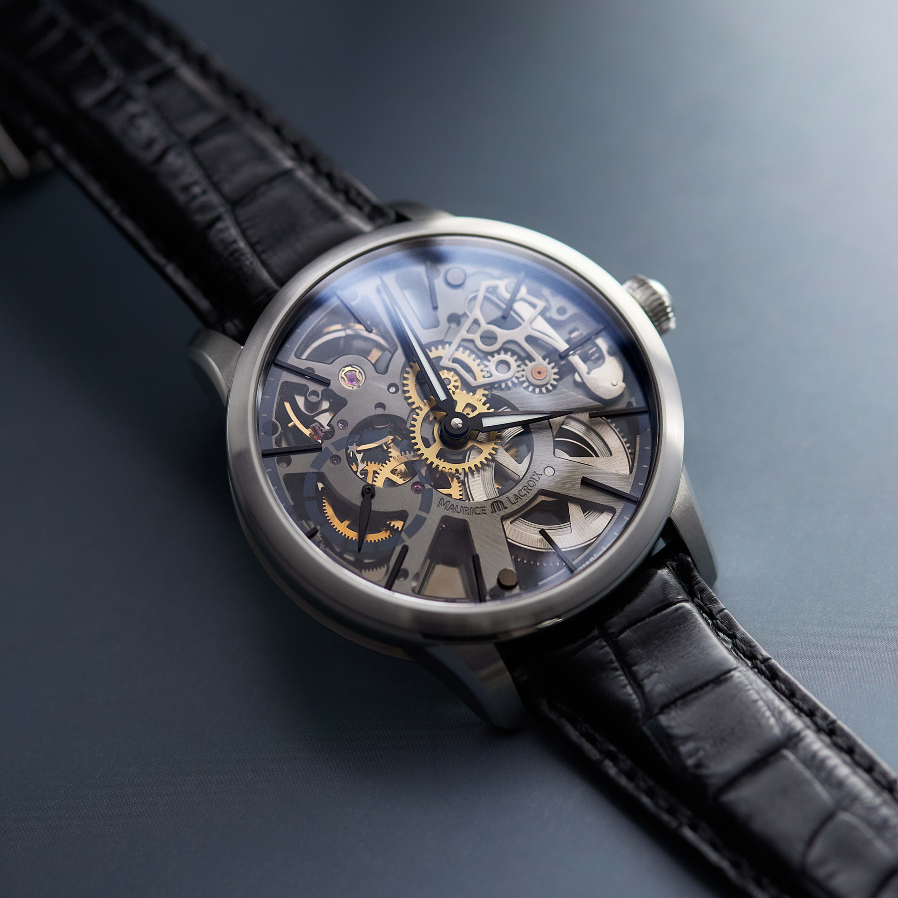 FR8　デスコア　ニューメタル Maurice Lacroix Masterpiece Squelette Steel Skeleton Dial 43mm