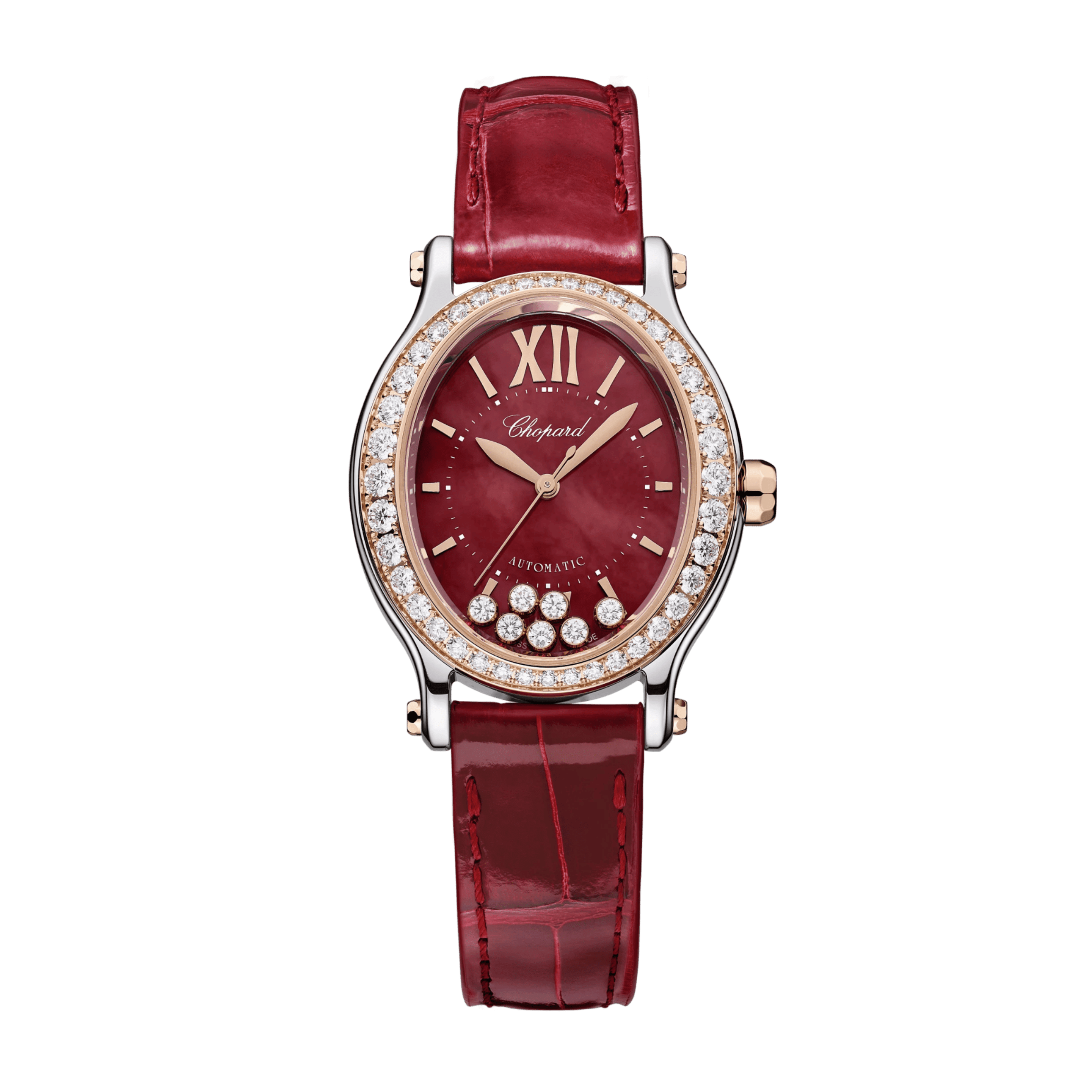 Happy Sport Rose Gold & Steel Diamond Red Dial 29mm Product Image