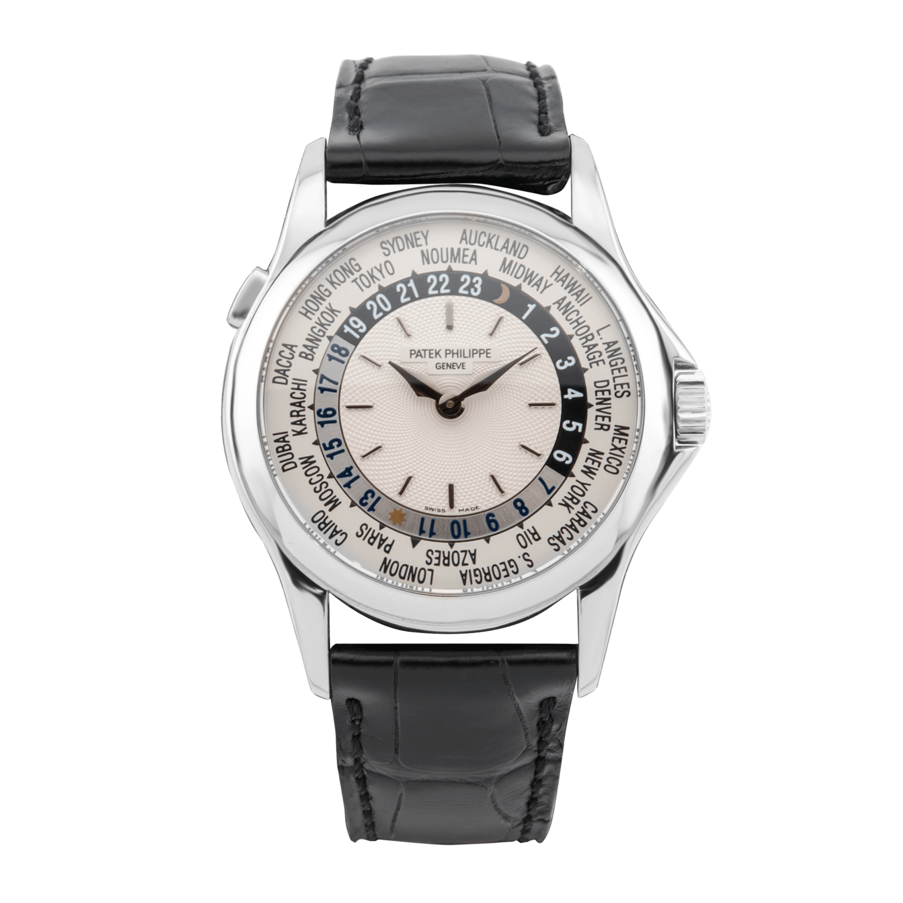 World Time White Gold Silver Dial 37mm Product Image