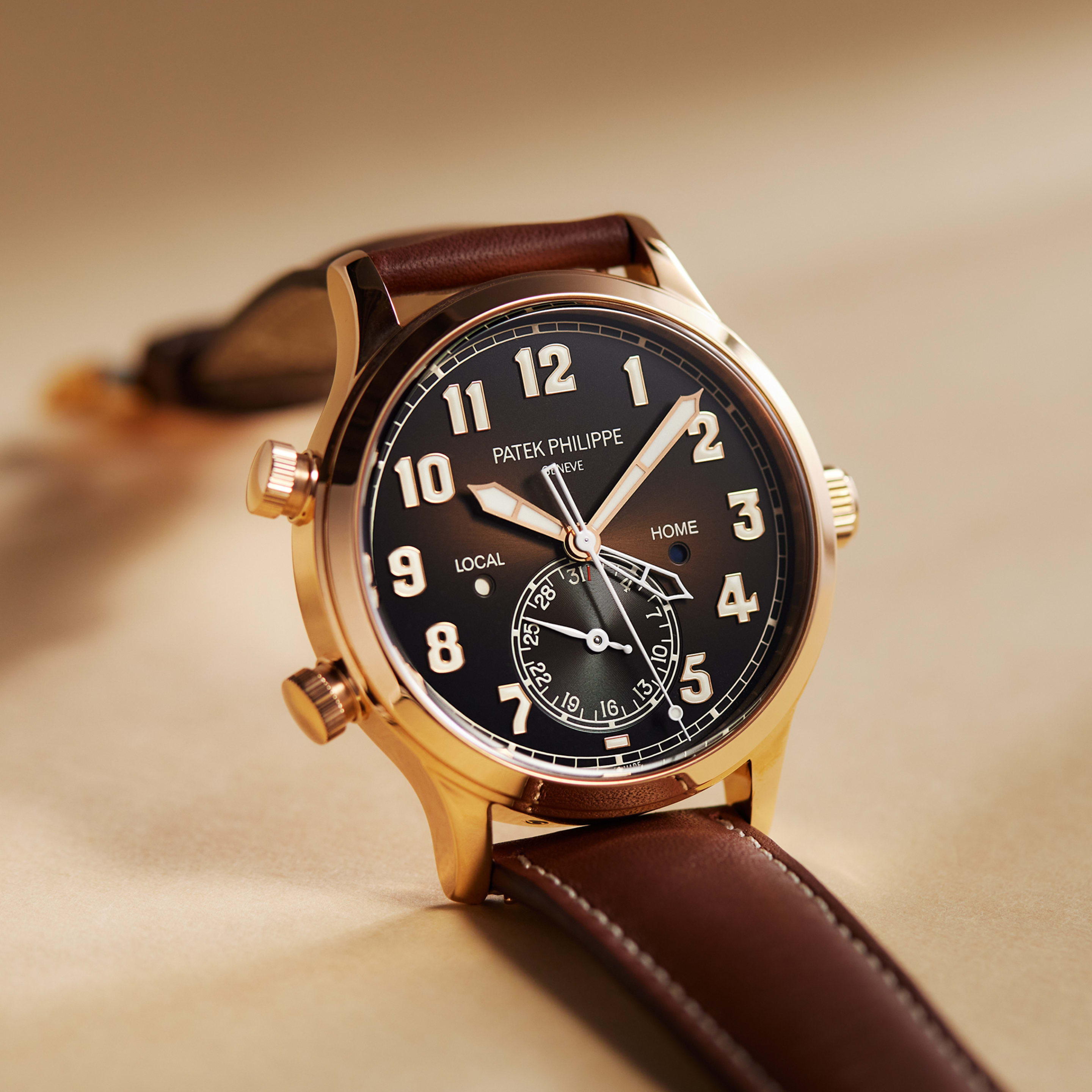 Patek Philippe Calatrava Pilot Travel Time Rose Gold Brown Dial