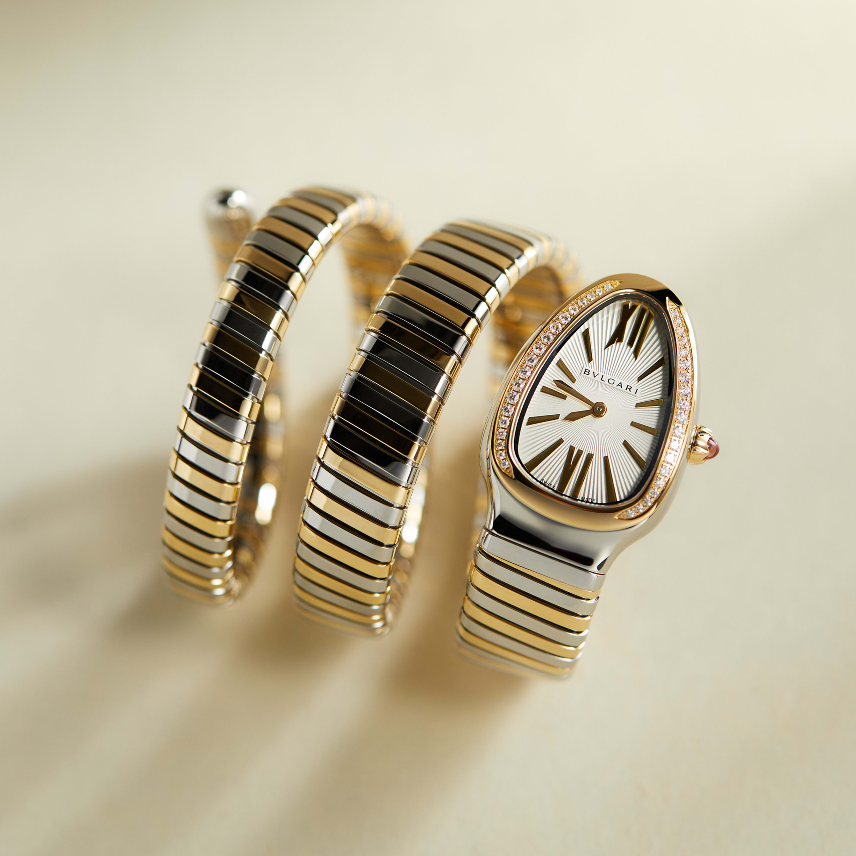 Bulgari Serpenti Tubogas Double Tour Yellow Gold & Steel Silver