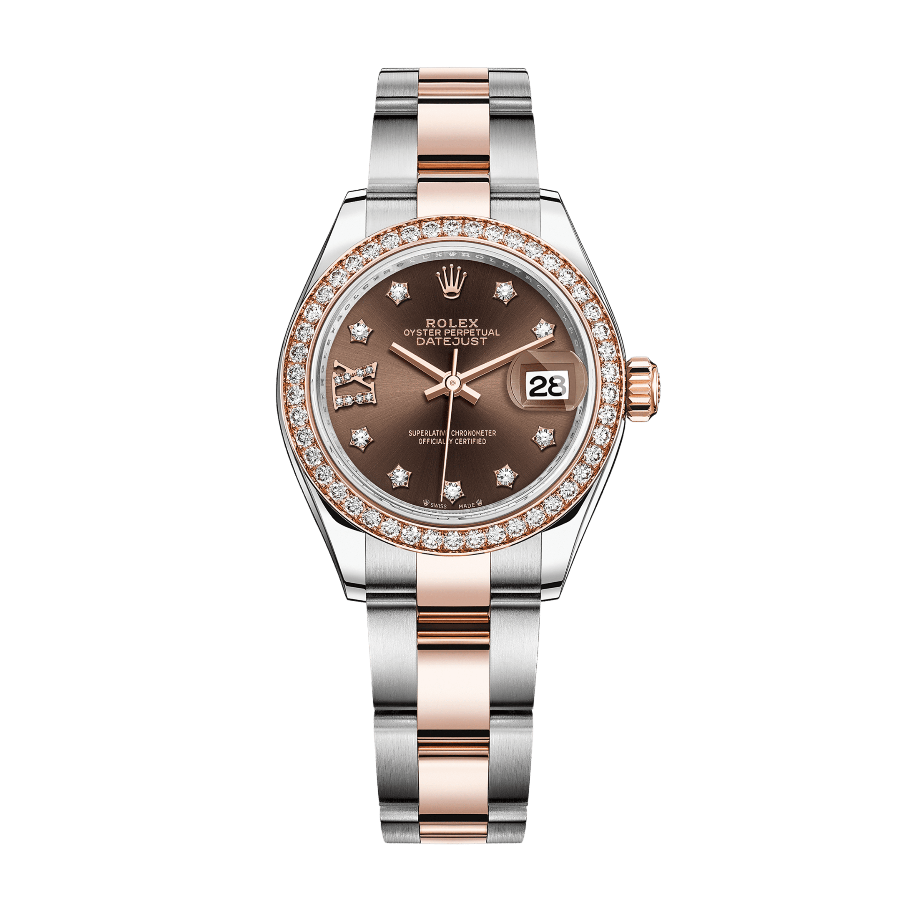 Lady-Datejust Rose Gold & Steel Diamond Brown Dial 28mm Product Image