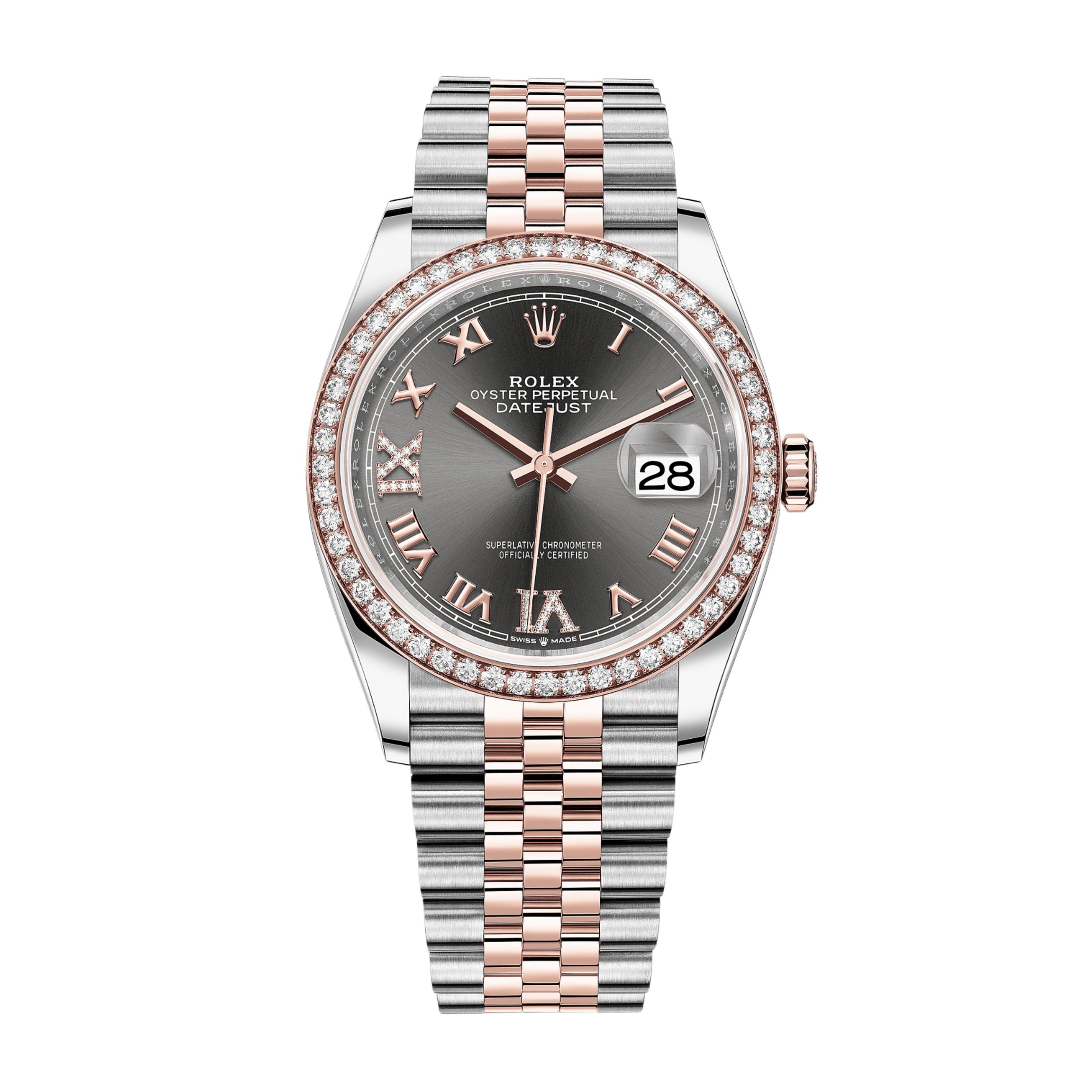 Datejust Rose Gold & Steel Diamond Jubilee Grey Dial 36mm Product Image