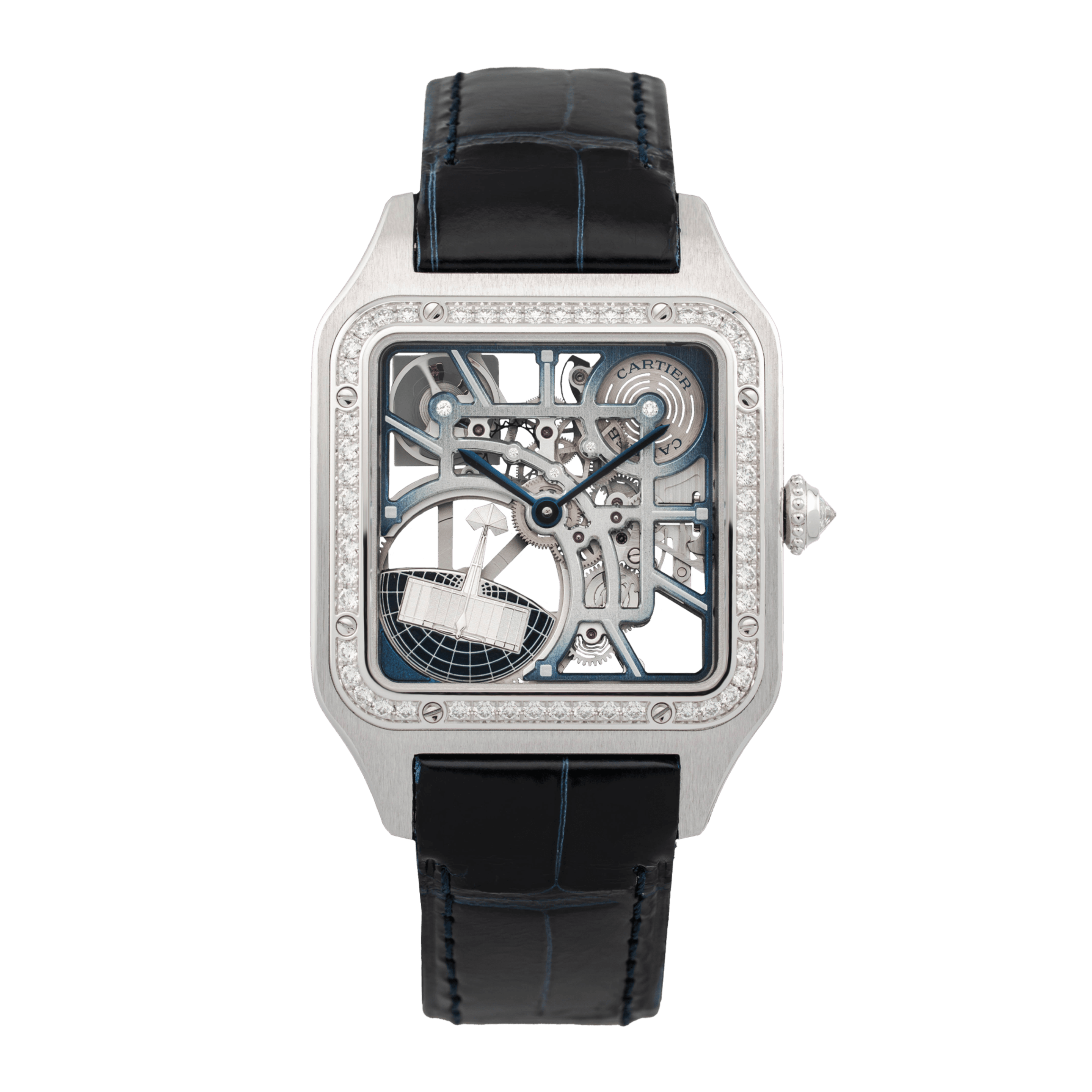 Santos-Dumont Micro-Rotor White Gold Diamond Skeleton Dial 31mm Product Image