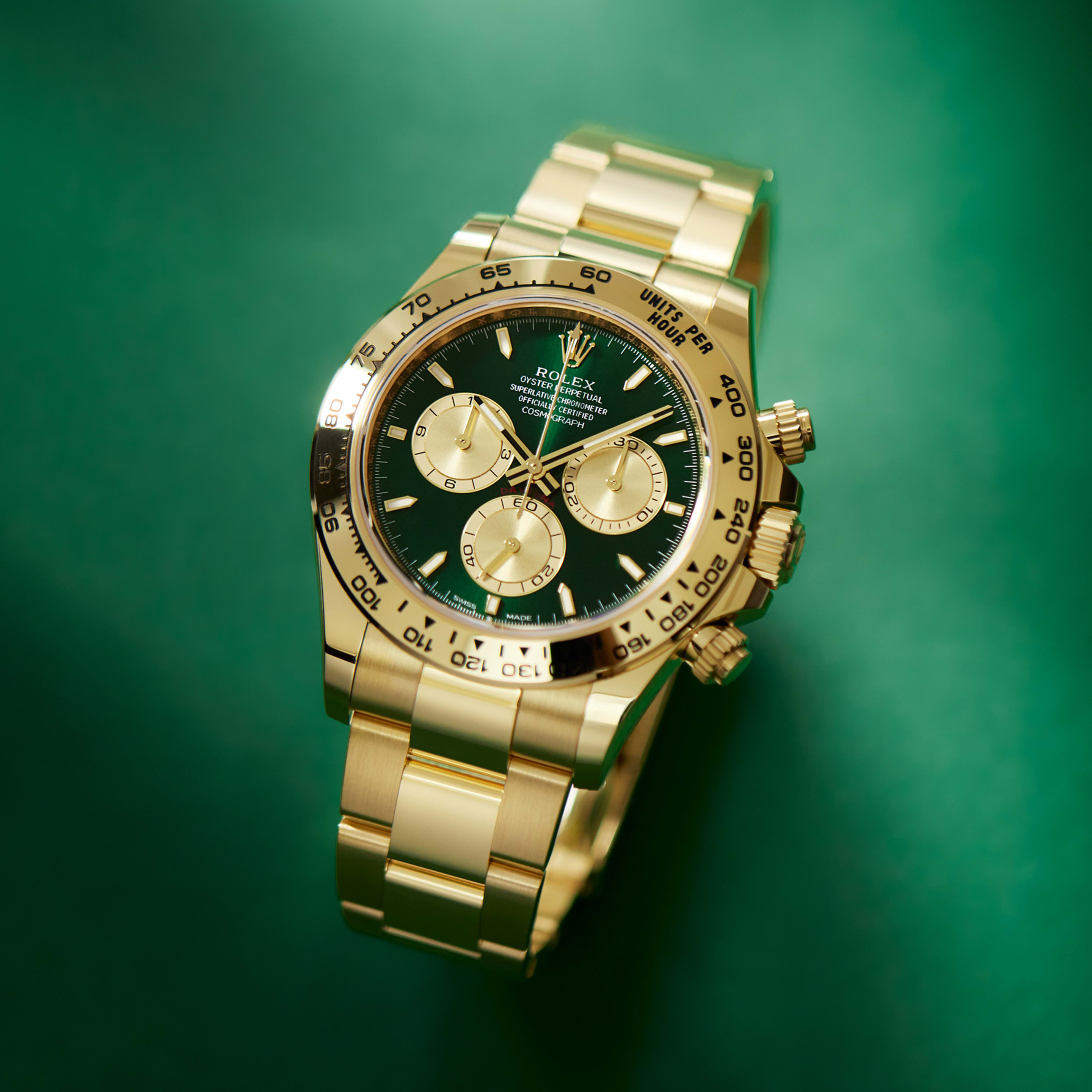 「ゴールドディスク」 Rolex Daytona Yellow Gold Green Dial 40mm 126508-0008 - Make an