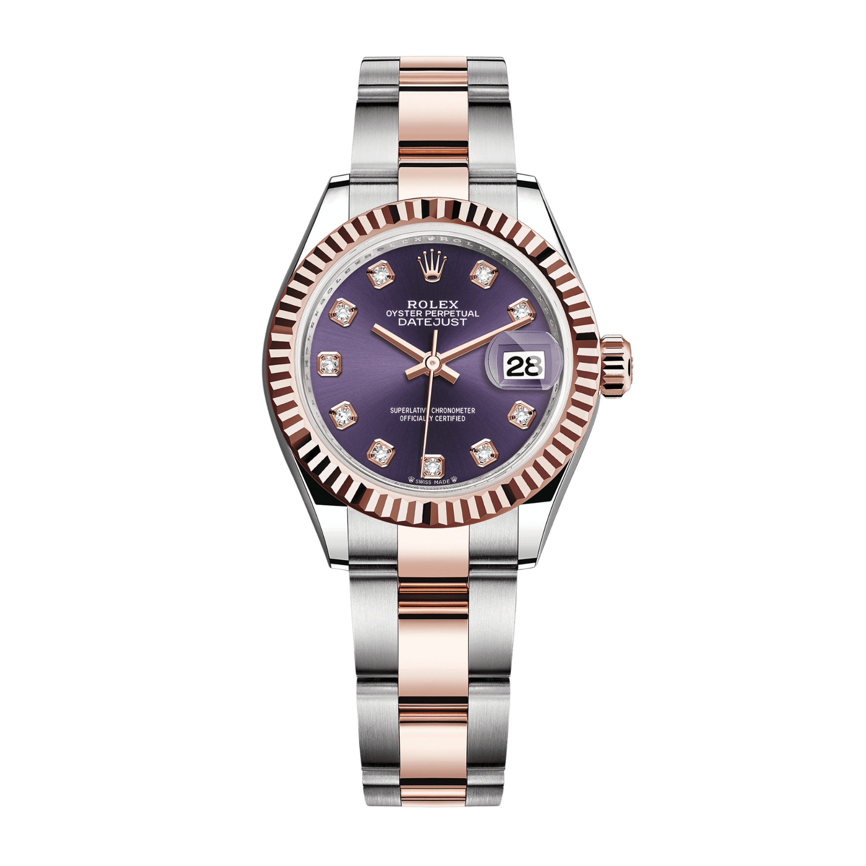 Lady-Datejust Rose Gold & Steel Purple Dial 28mm Product Image