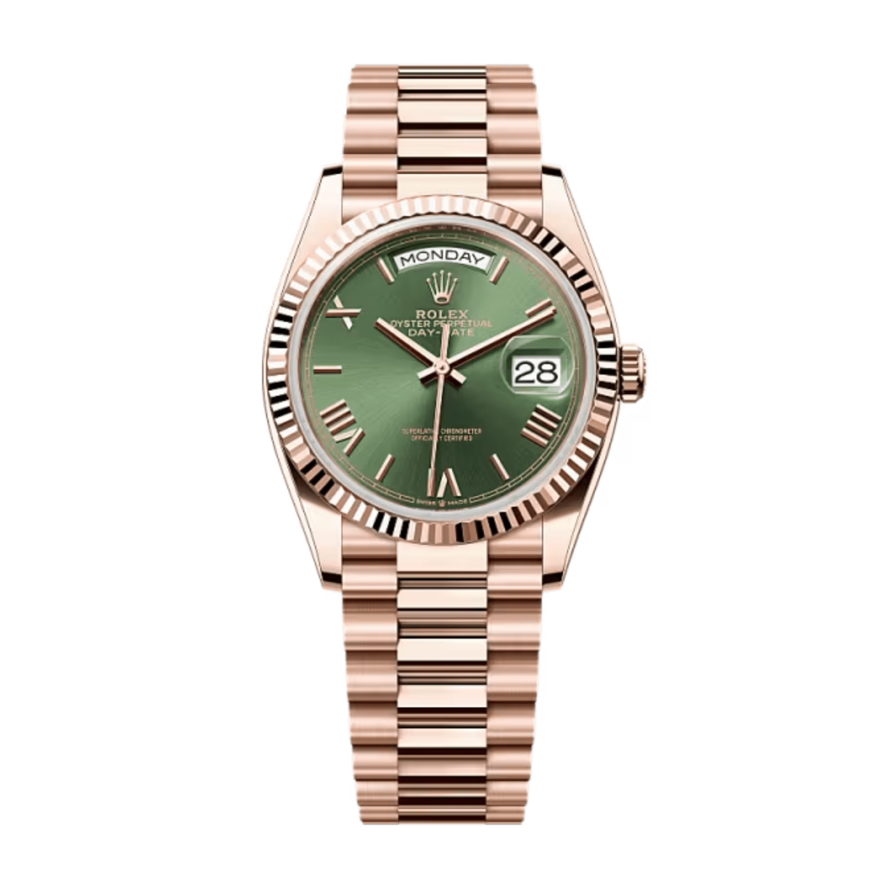 Rolex Day-Date Rose Gold Olive Green Dial 36mm 128235-0089 - Make
