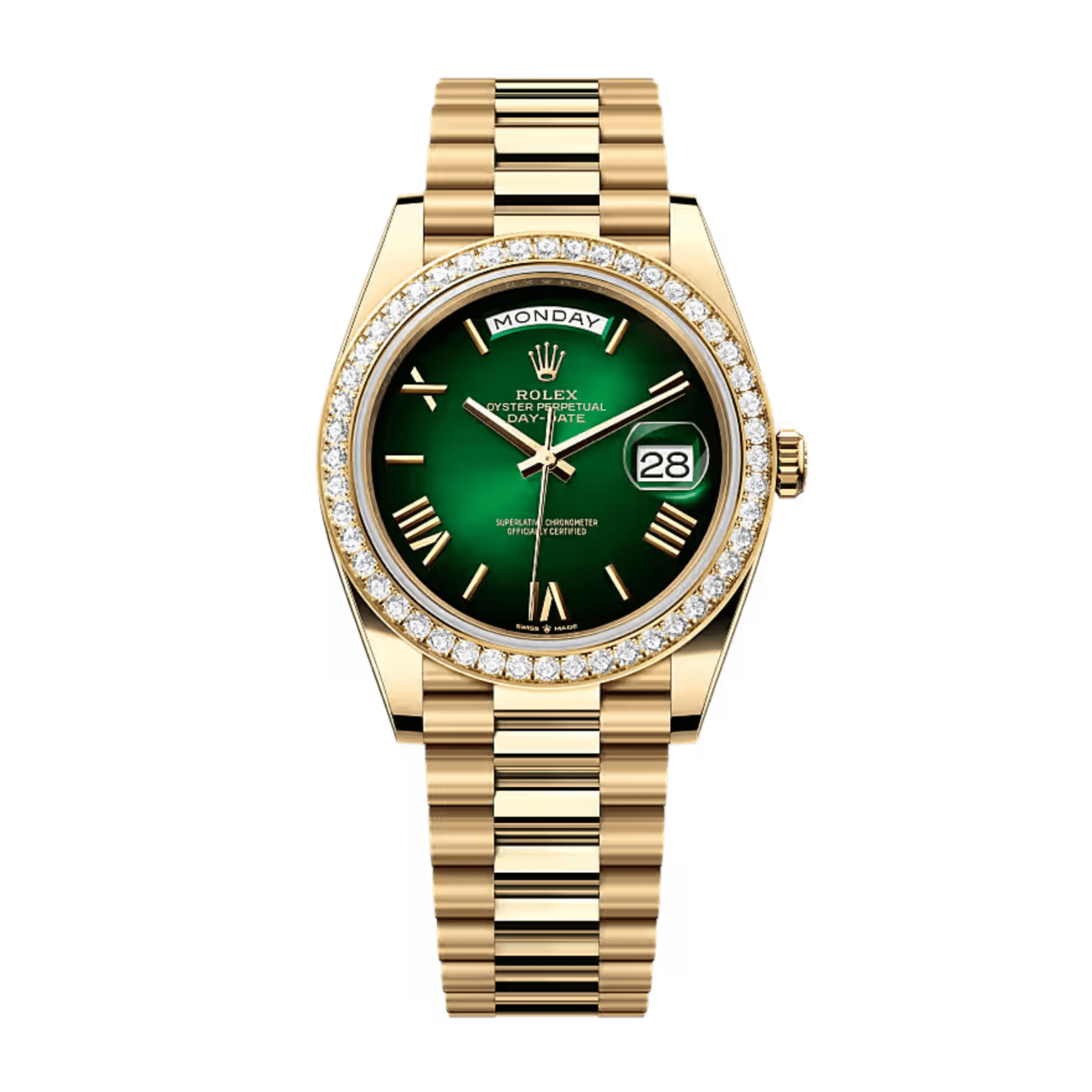 Day-Date Yellow Gold Diamond Green Ombré Dial 40mm Product Image