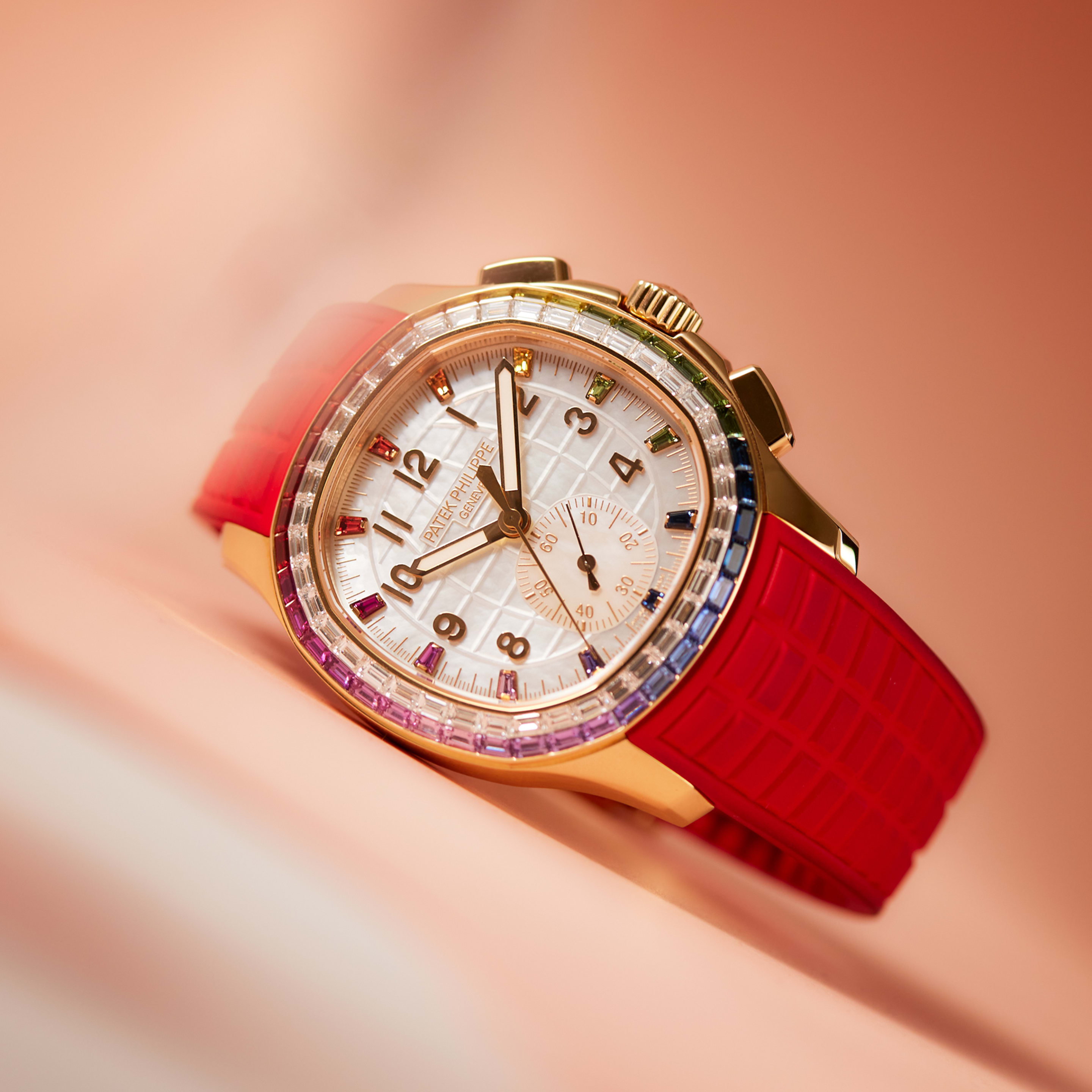 Aquanaut Luce "Rainbow" Chronograph Rose Gold Diamond White Dial 39mm Product Image