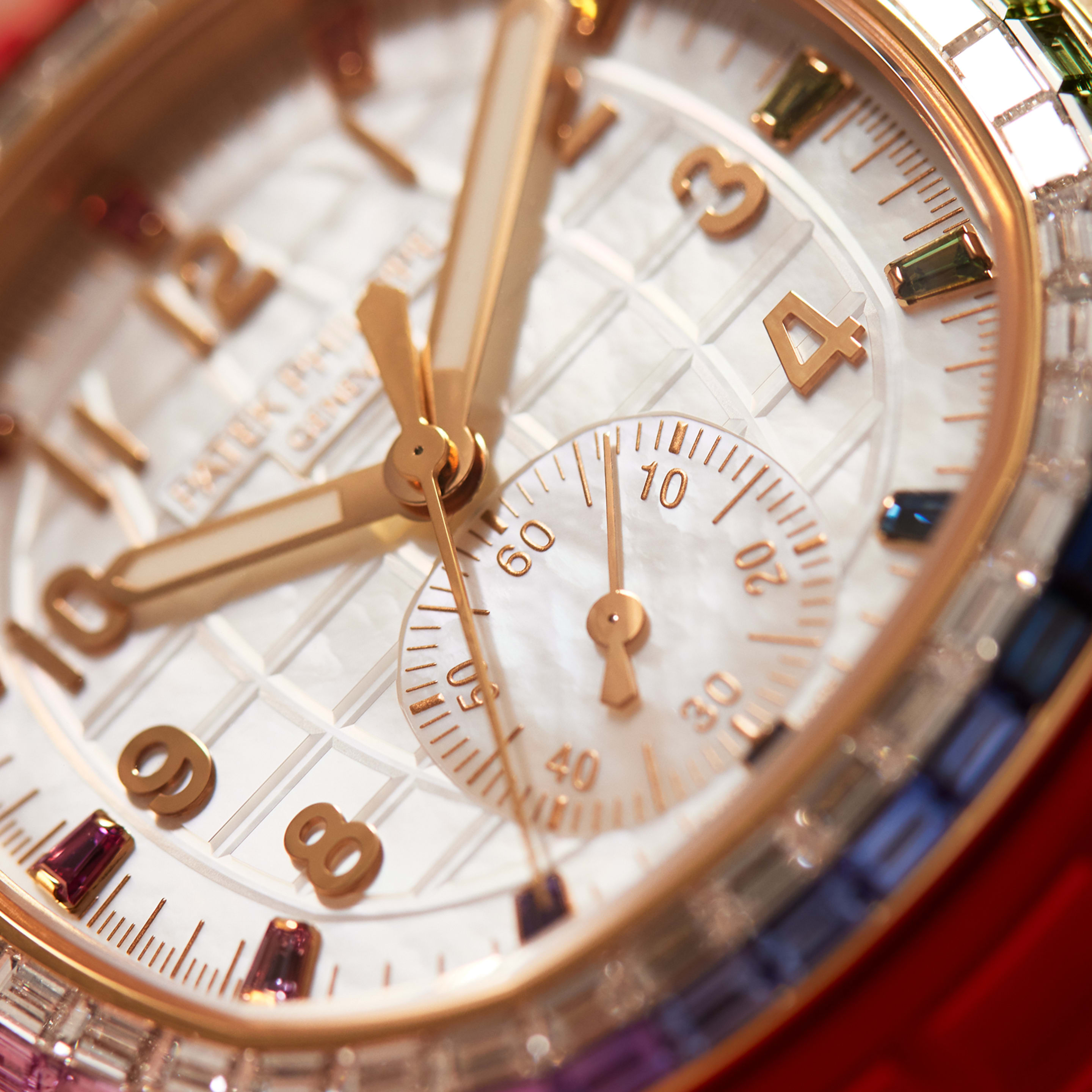 Aquanaut Luce "Rainbow" Chronograph Rose Gold Diamond White Dial 39mm Product Image