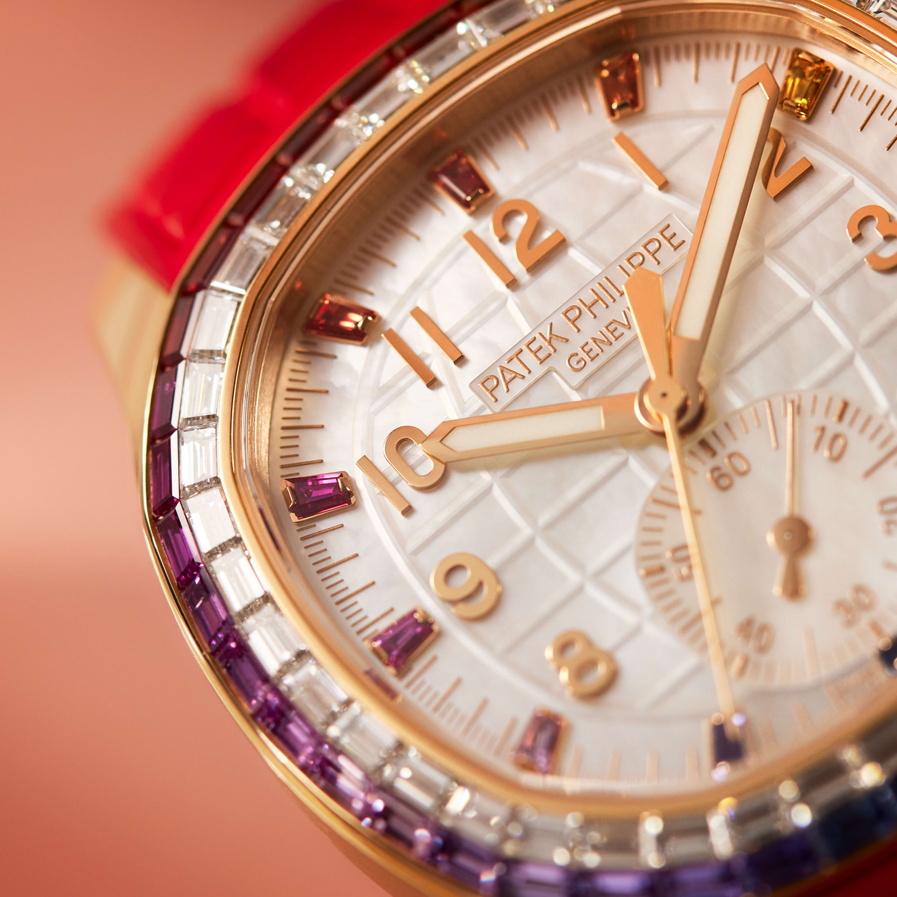 Aquanaut Luce "Rainbow" Chronograph Rose Gold Diamond White Dial 39mm Product Image