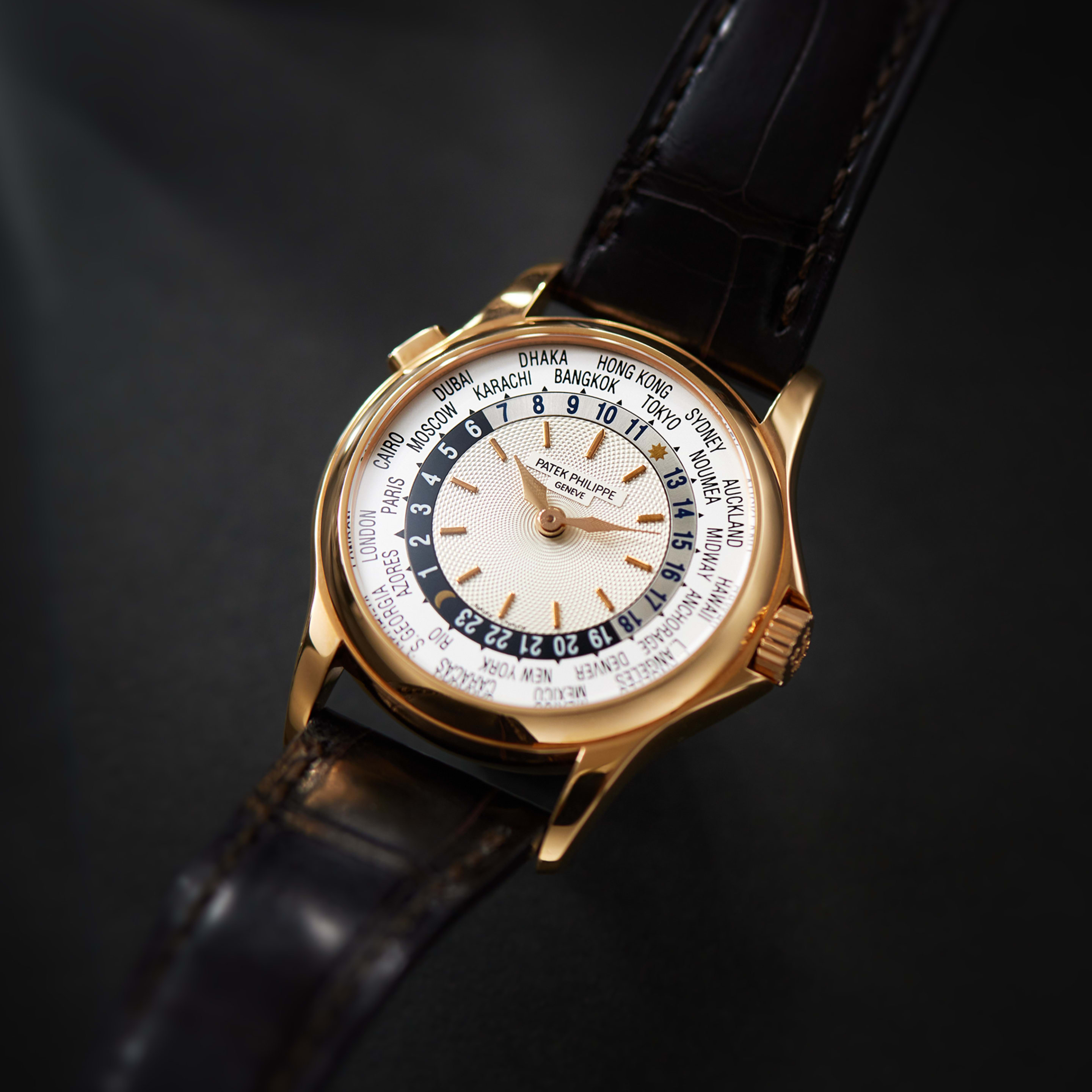 Patek Philippe Complications World Time Rose Gold Silver Dial 37mm