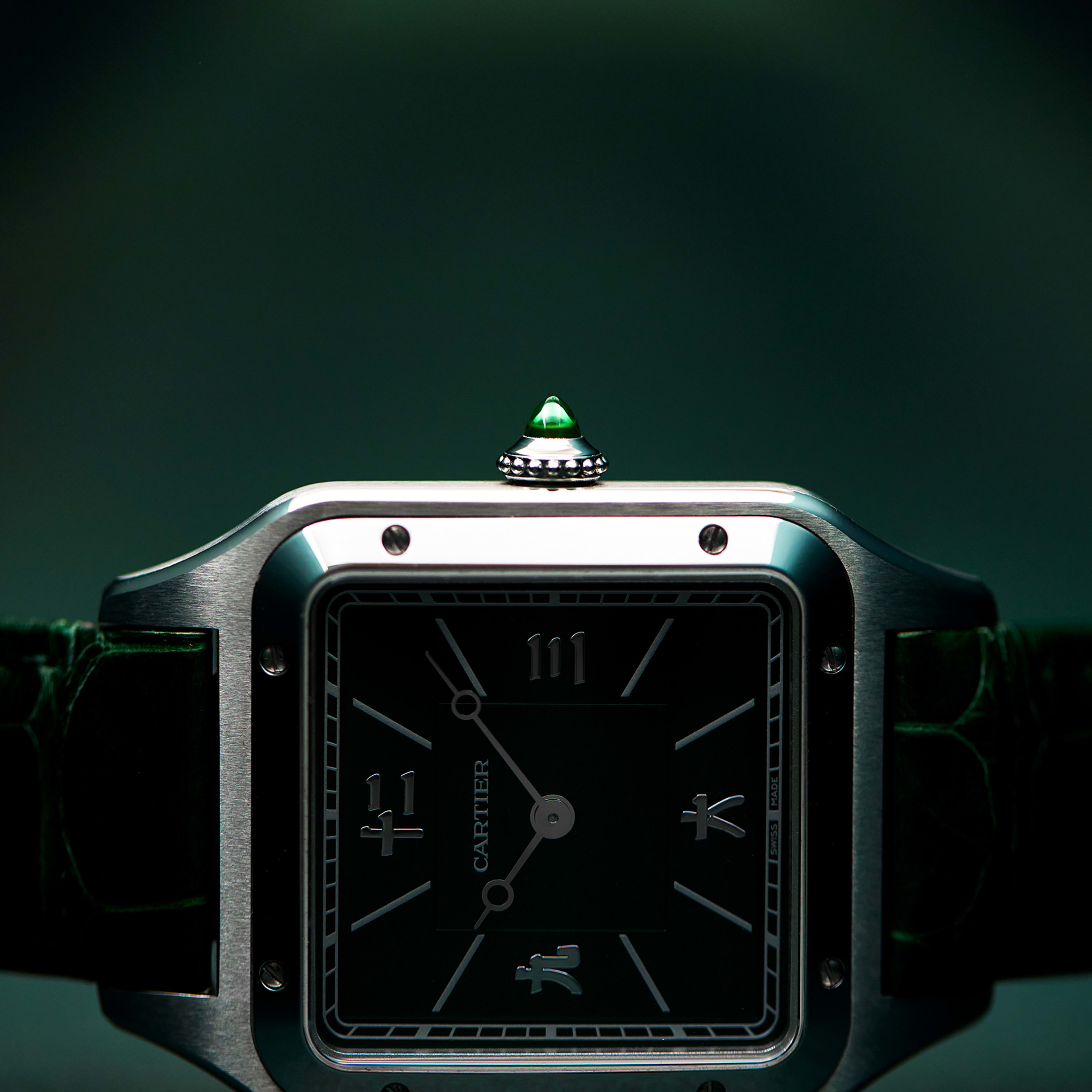 Santos-Dumont "Les Flaneurs" Steel Green Dial 43mm Product Image