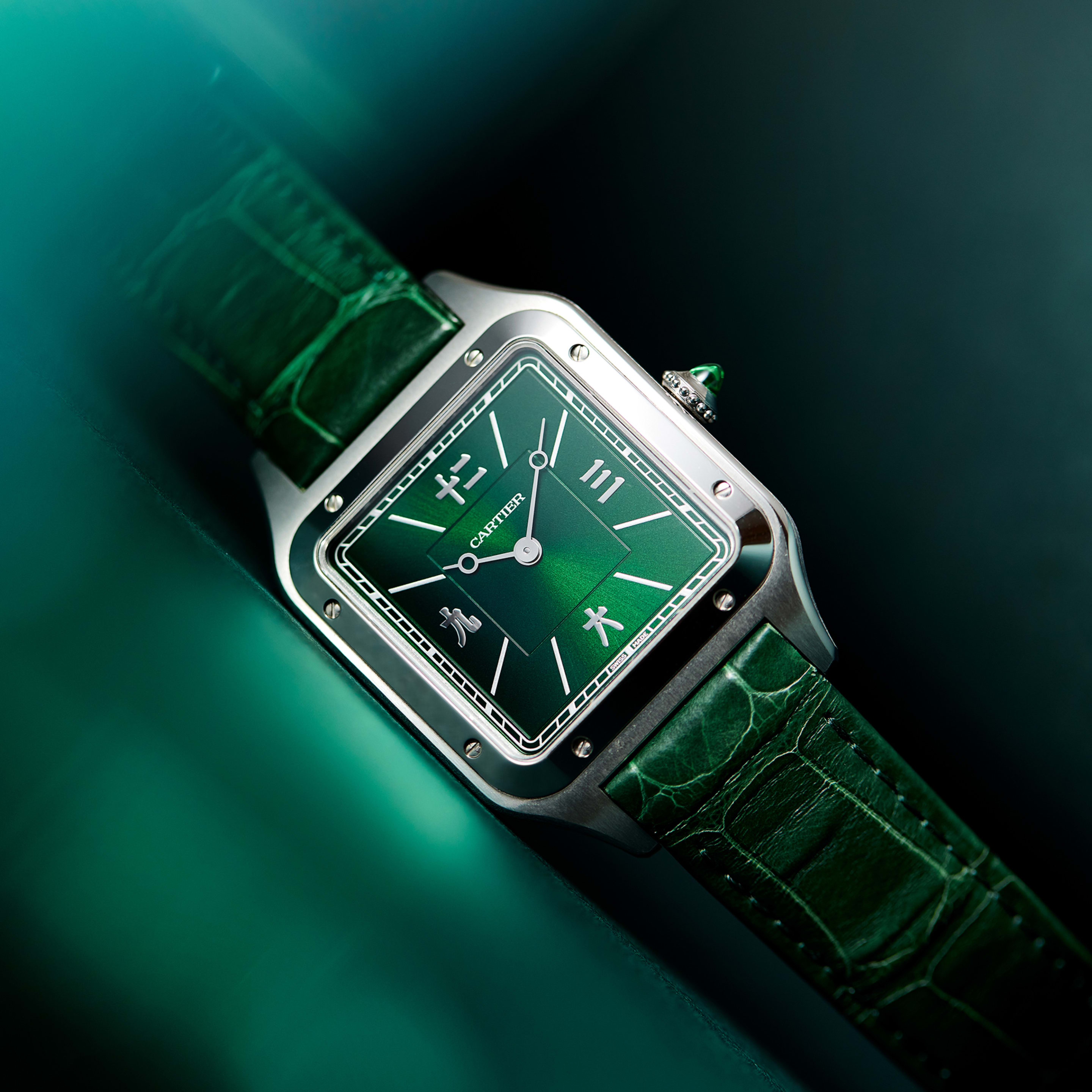 Santos-Dumont "Les Flaneurs" Steel Green Dial 43mm Product Image