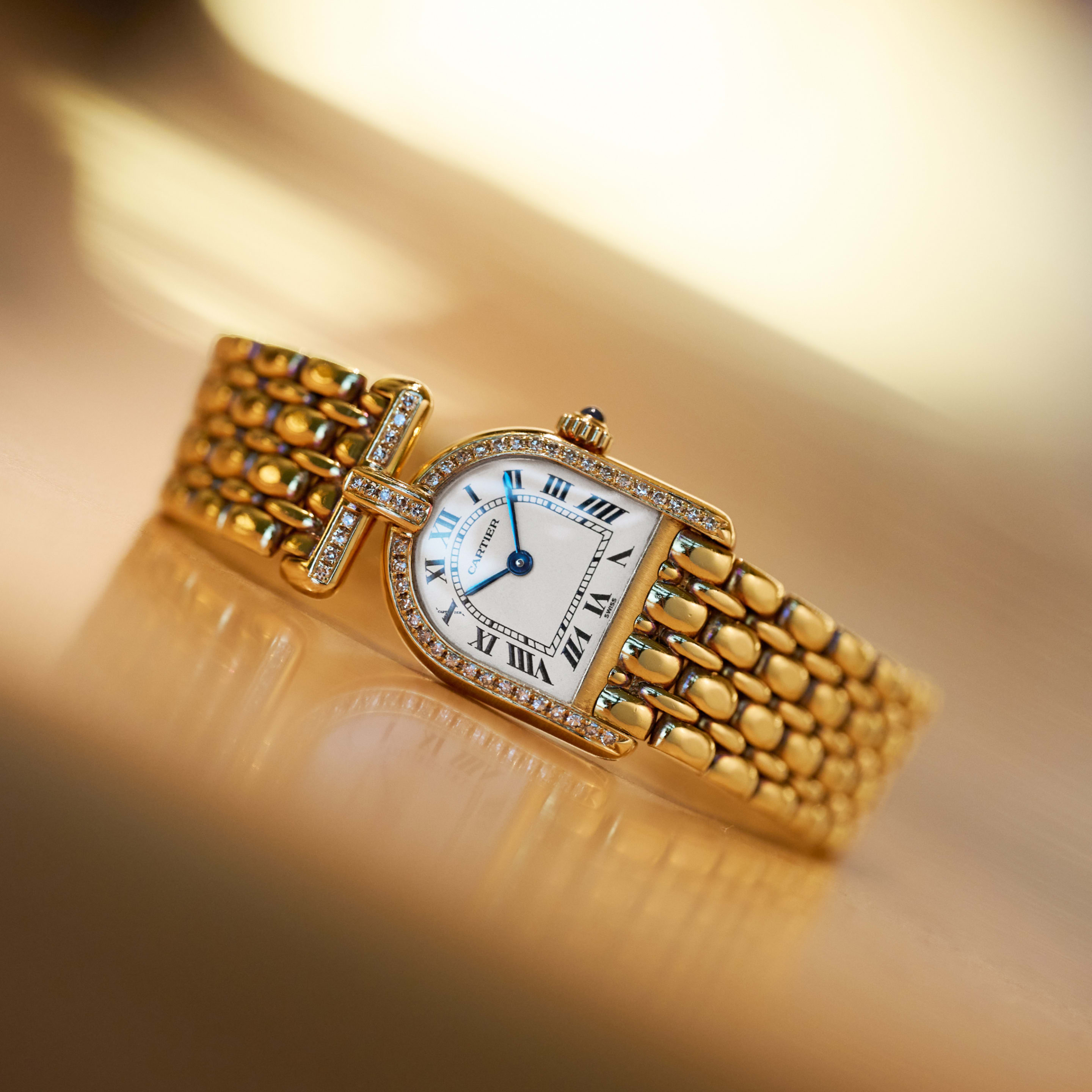 Cartier Vintage Calandre de Cartier Yellow Gold Diamond White Dial