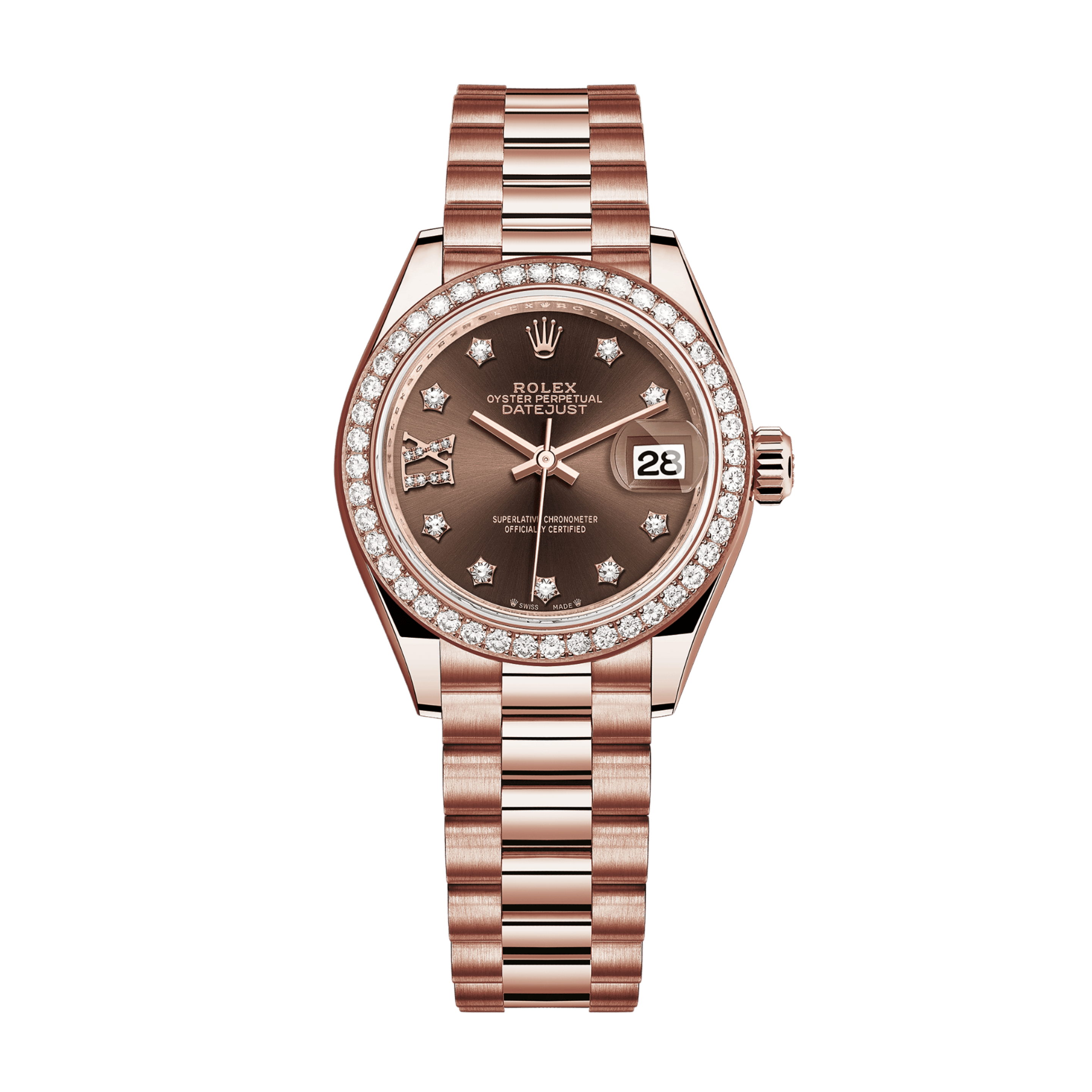 Lady-Datejust Rose Gold Diamond Brown Dial 28mm Product Image