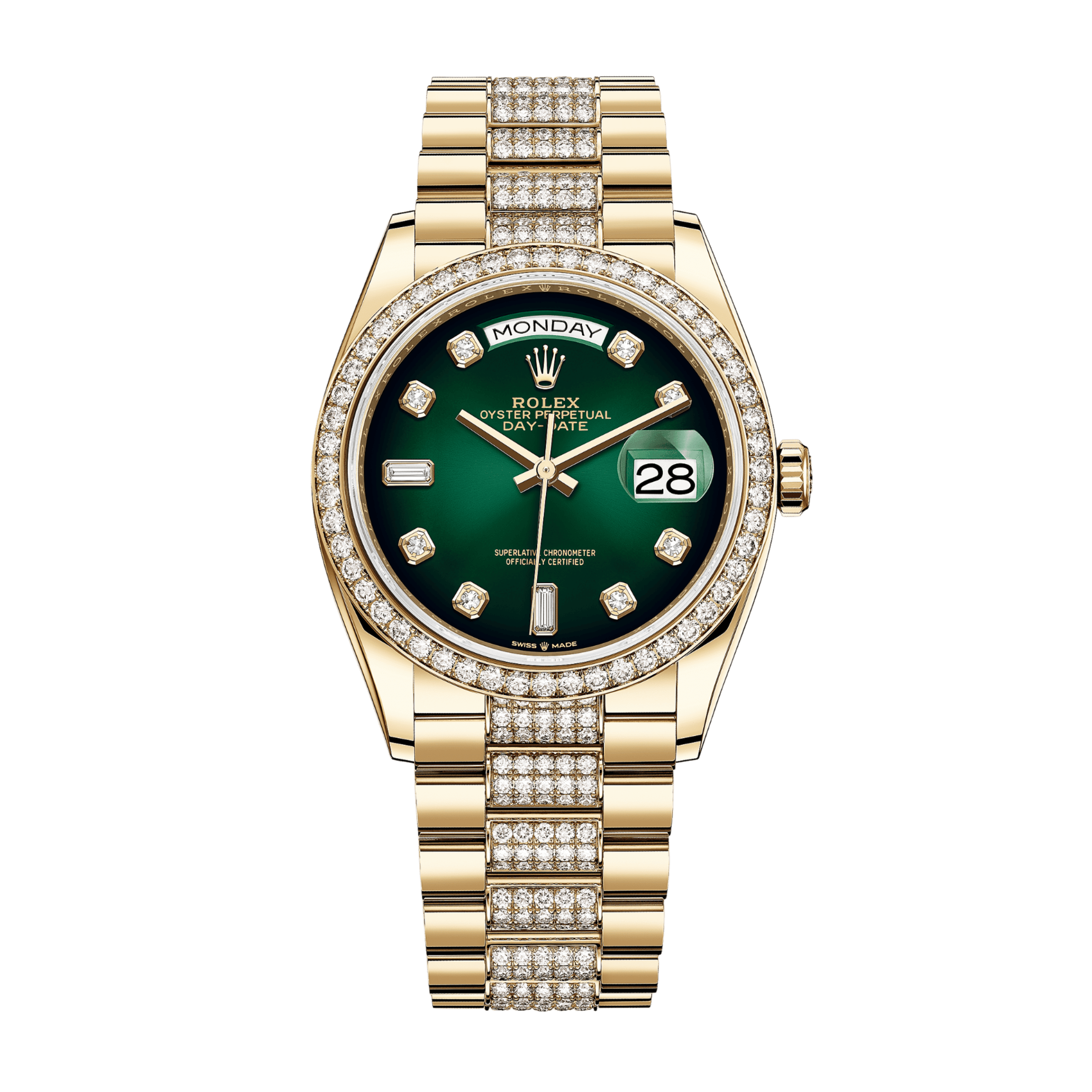 Day-Date Yellow Gold Diamond Green Ombré Dial 36mm Product Image