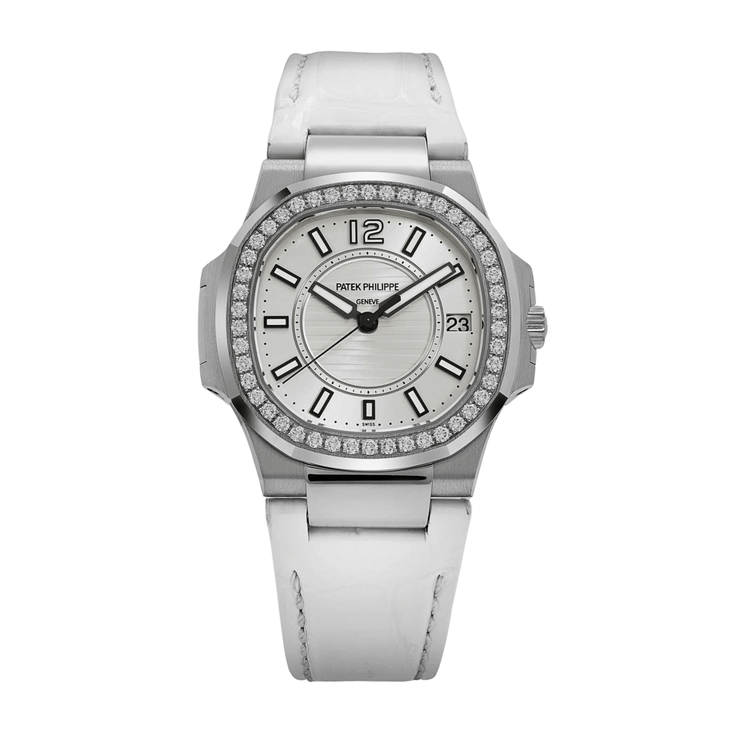 Nautilus Ladies White Gold Diamond Silver Dial 32mm Product Image