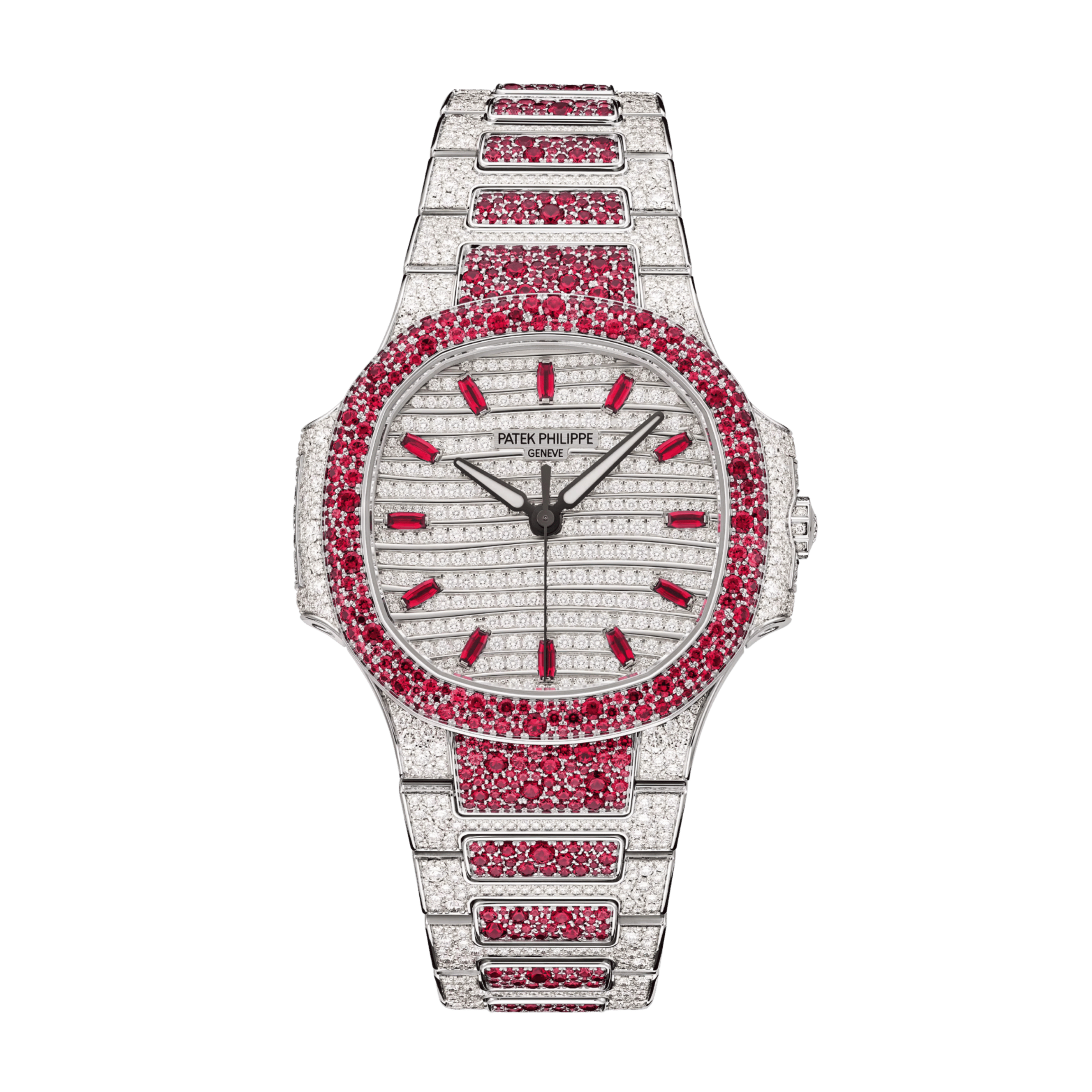 Nautilus Haute Joaillerie White Gold Ruby Diamond Pave Dial 35mm Product Image