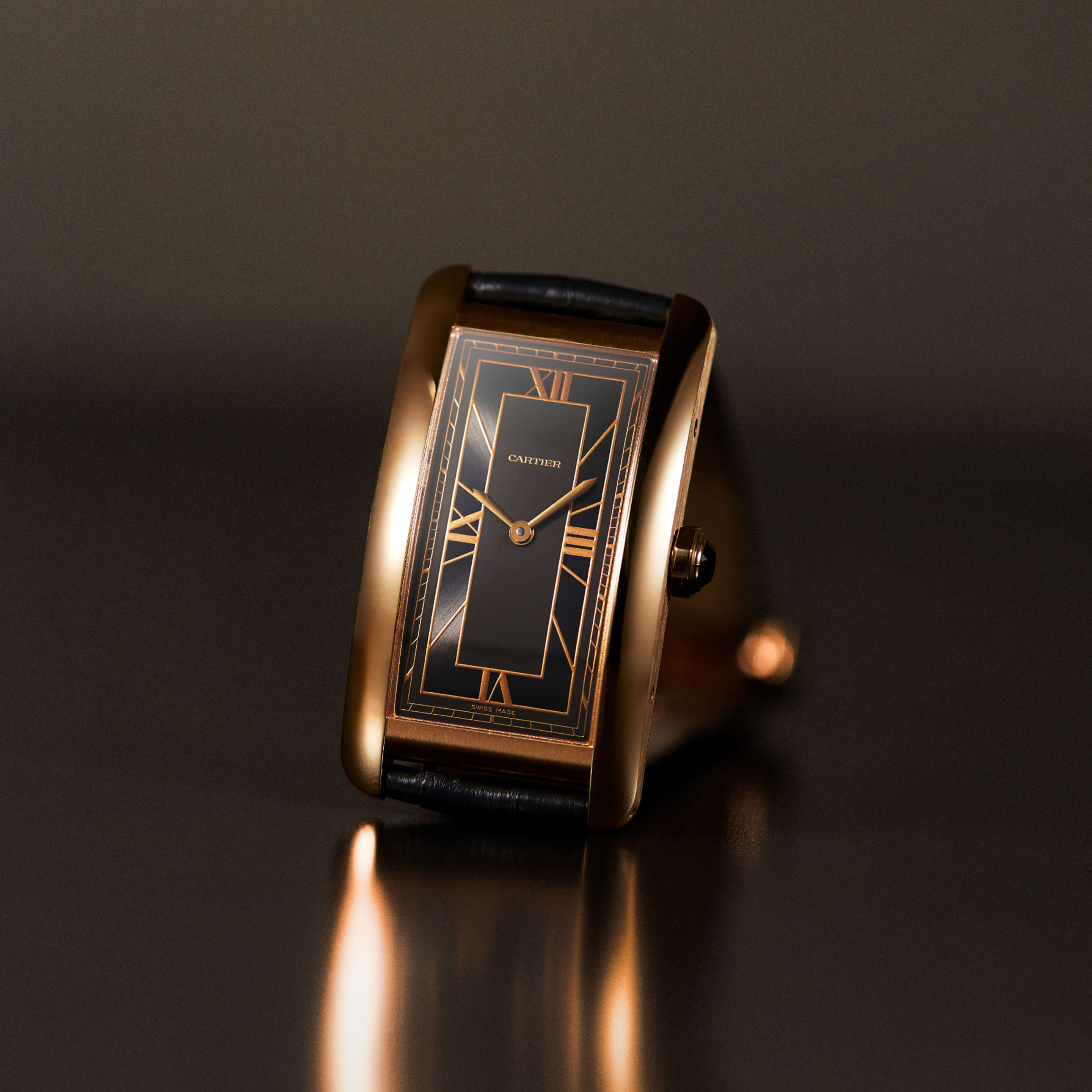 Tank Americaine "Art Deco" Yellow Gold Grey Dial 24mm Product Image