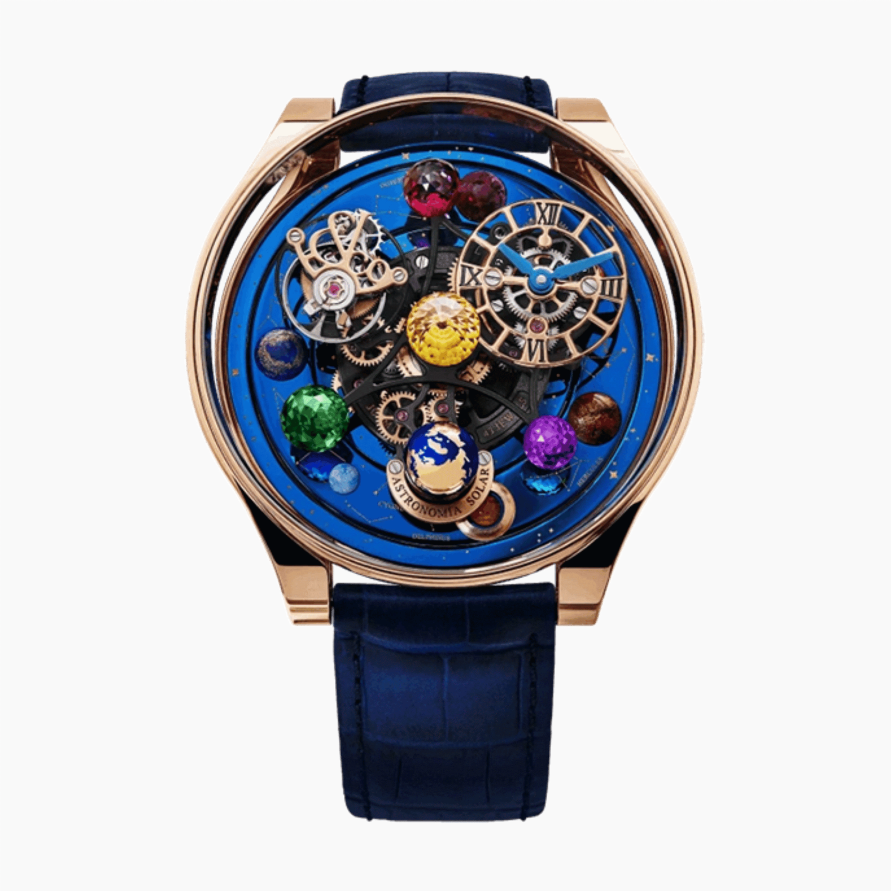 Astronomia Solar Constellations Planets And Yellow Stone Rose Gold Blue Dial 45mm Product Image
