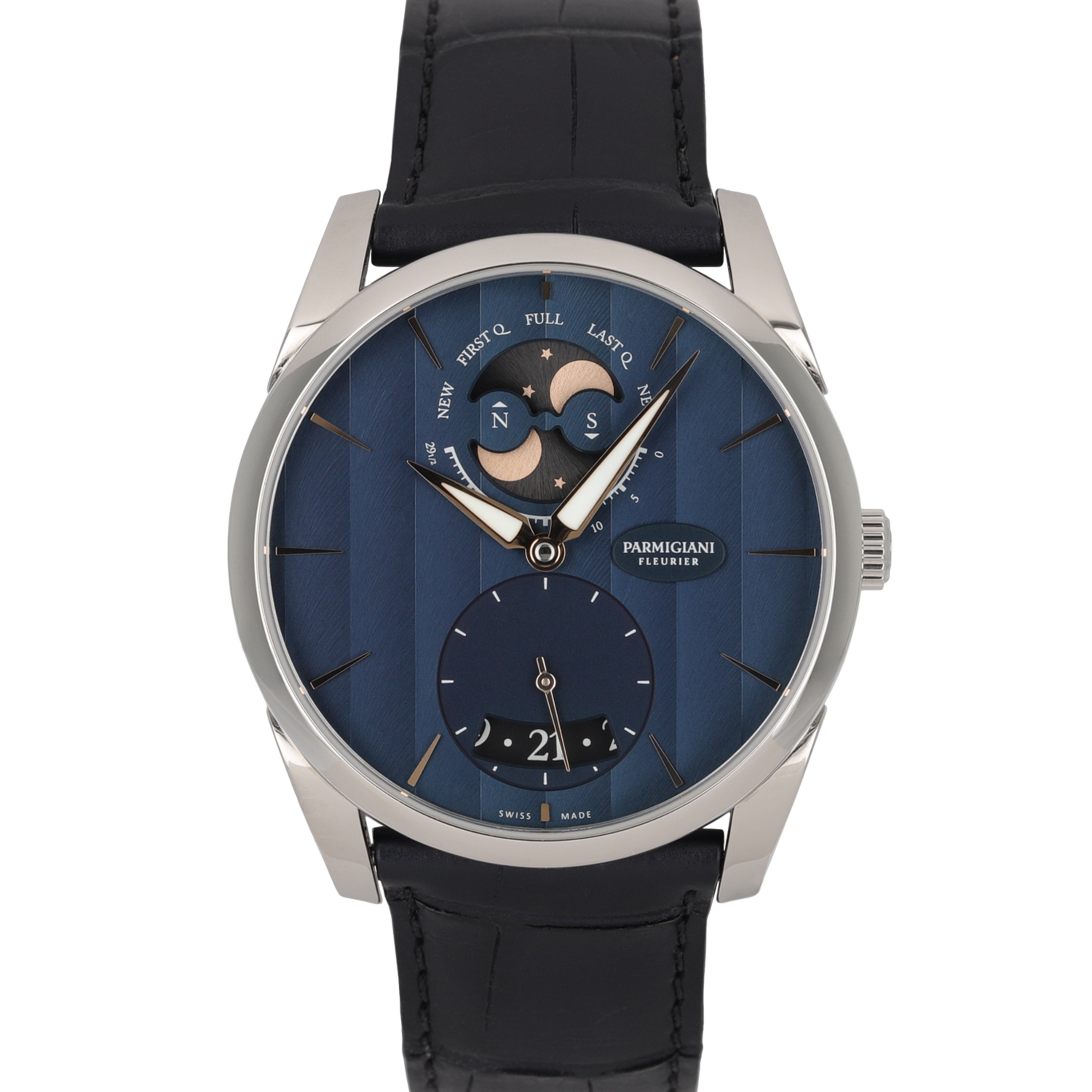 Parmigiani Fleurier Tonda 1950 Lune Steel Blue Dial 39mm PFC284