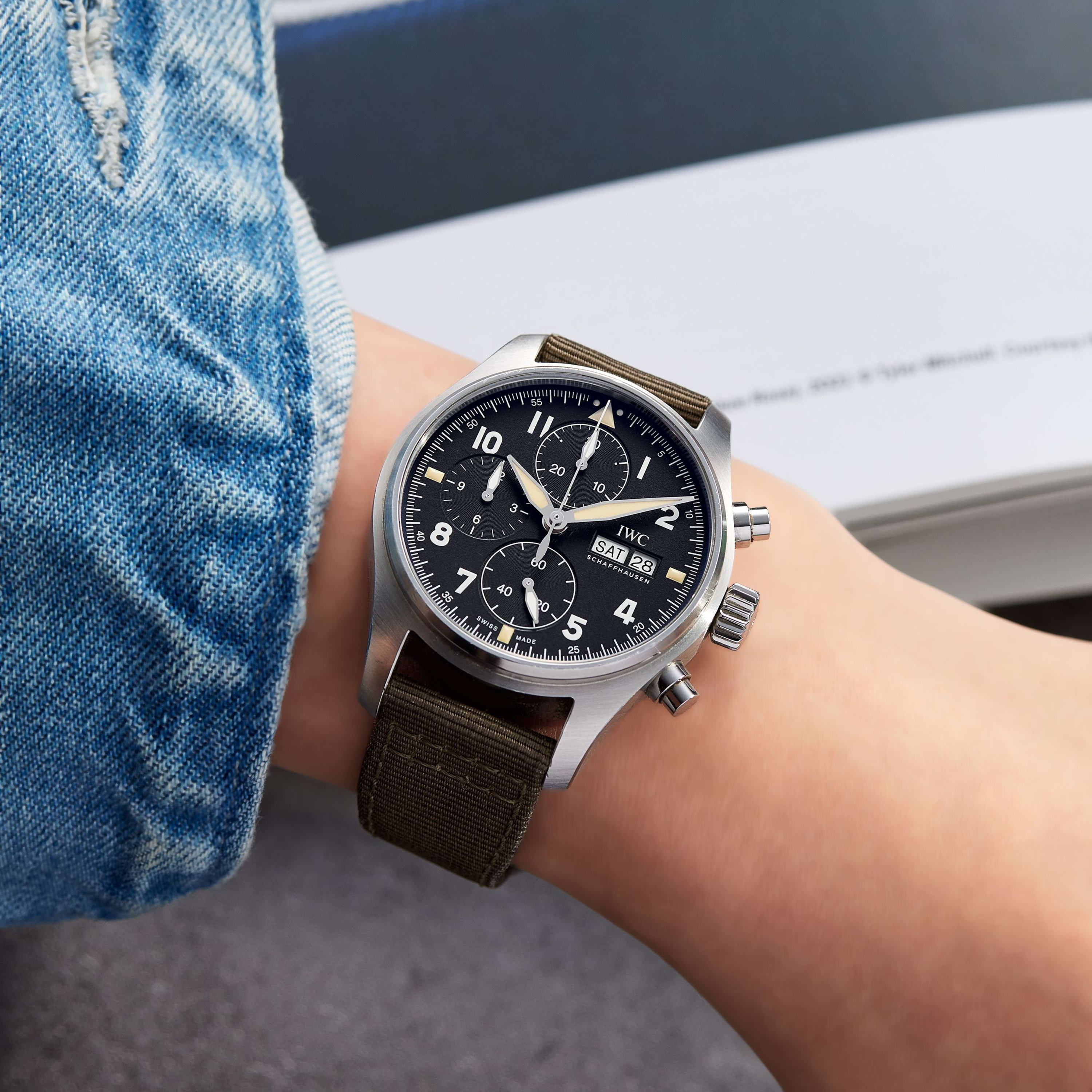 IWC Pilot's Watch Chronograph Spitfire Steel Black Dial 41mm