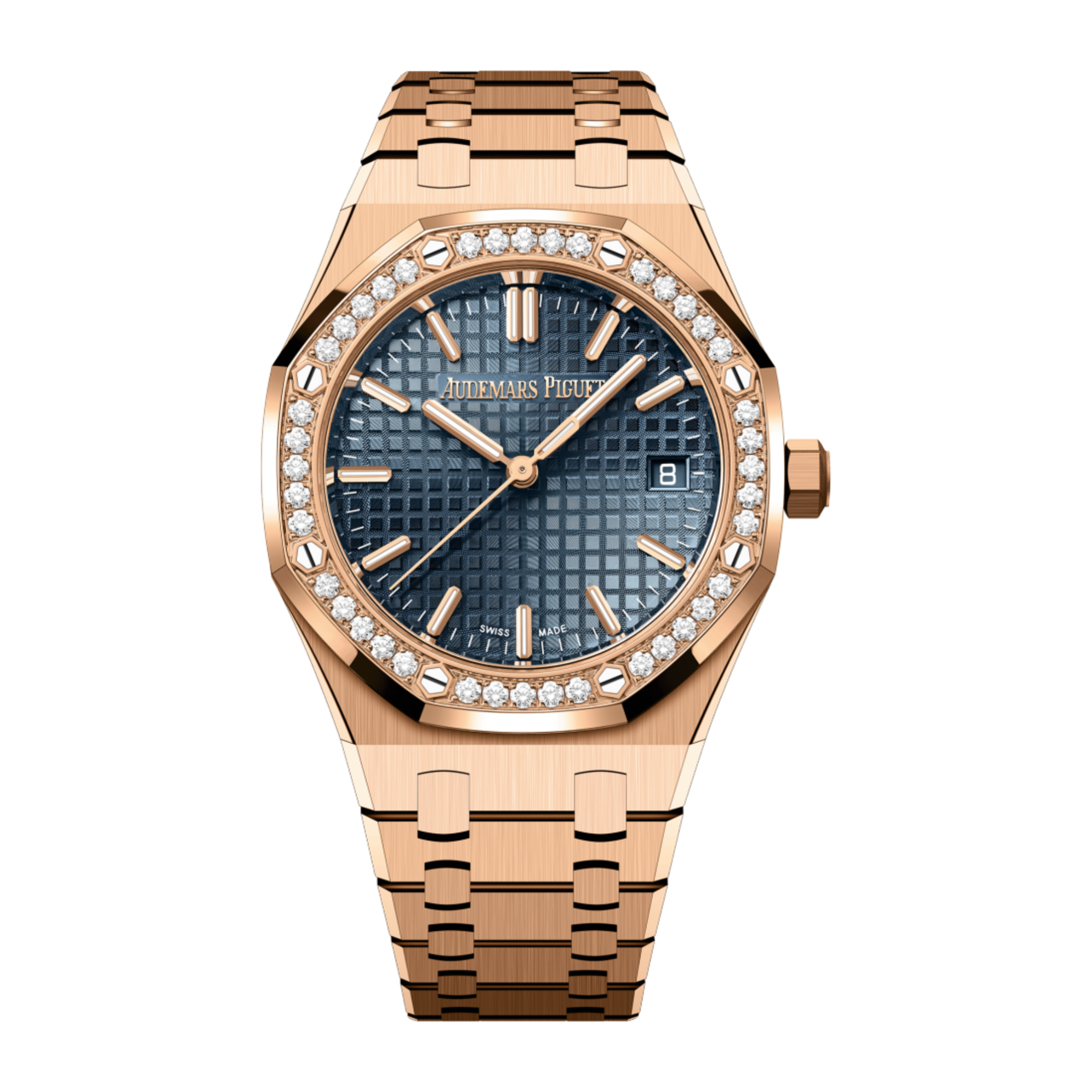 Audemars Piguet Royal Oak Rose Gold Diamond Blue Dial 34mm 77451OR