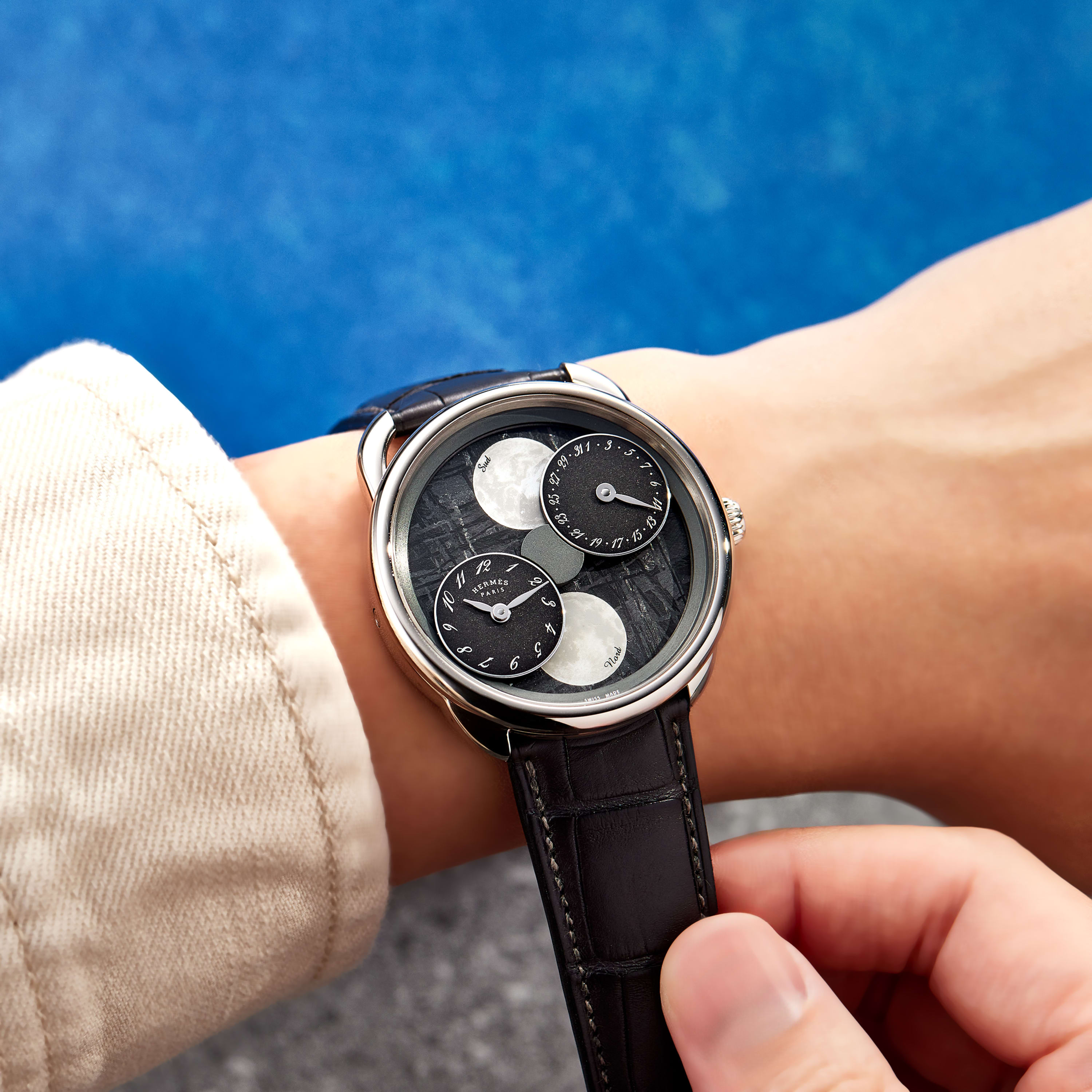 Hermès Arceau L'Heure De La Lune White Gold Meteorite Dial 43mm