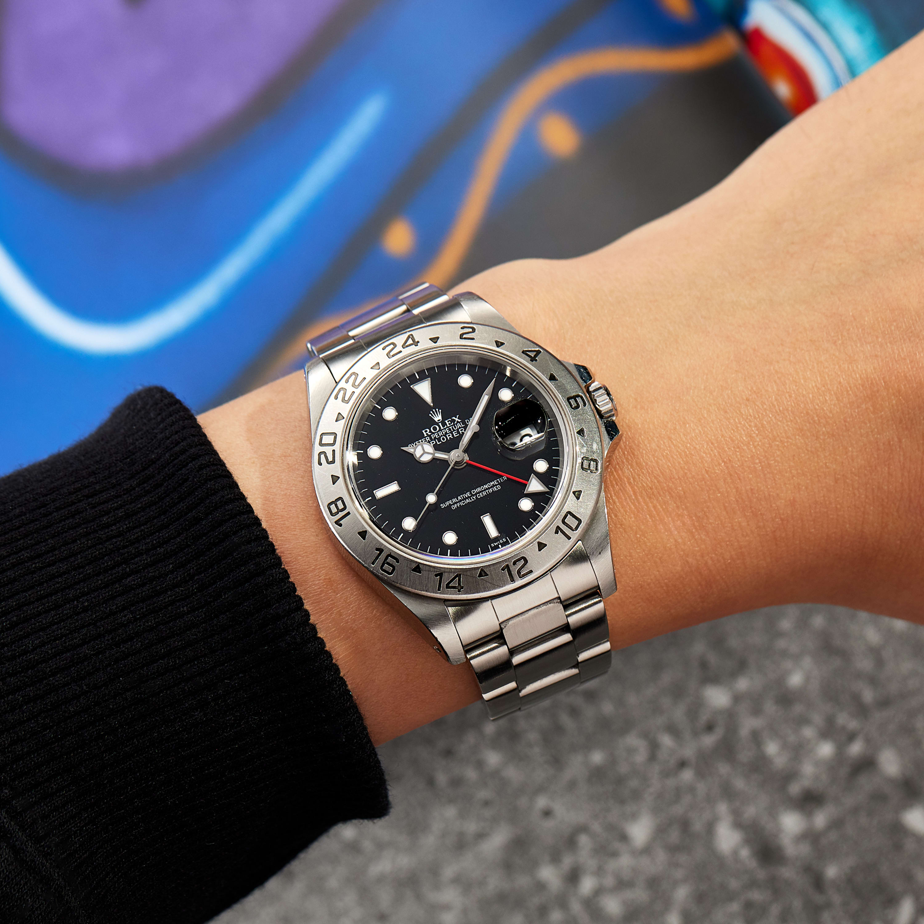 Rolex 16570 On Wrist Rolex Explorer Black Dial On Wrist Rolex