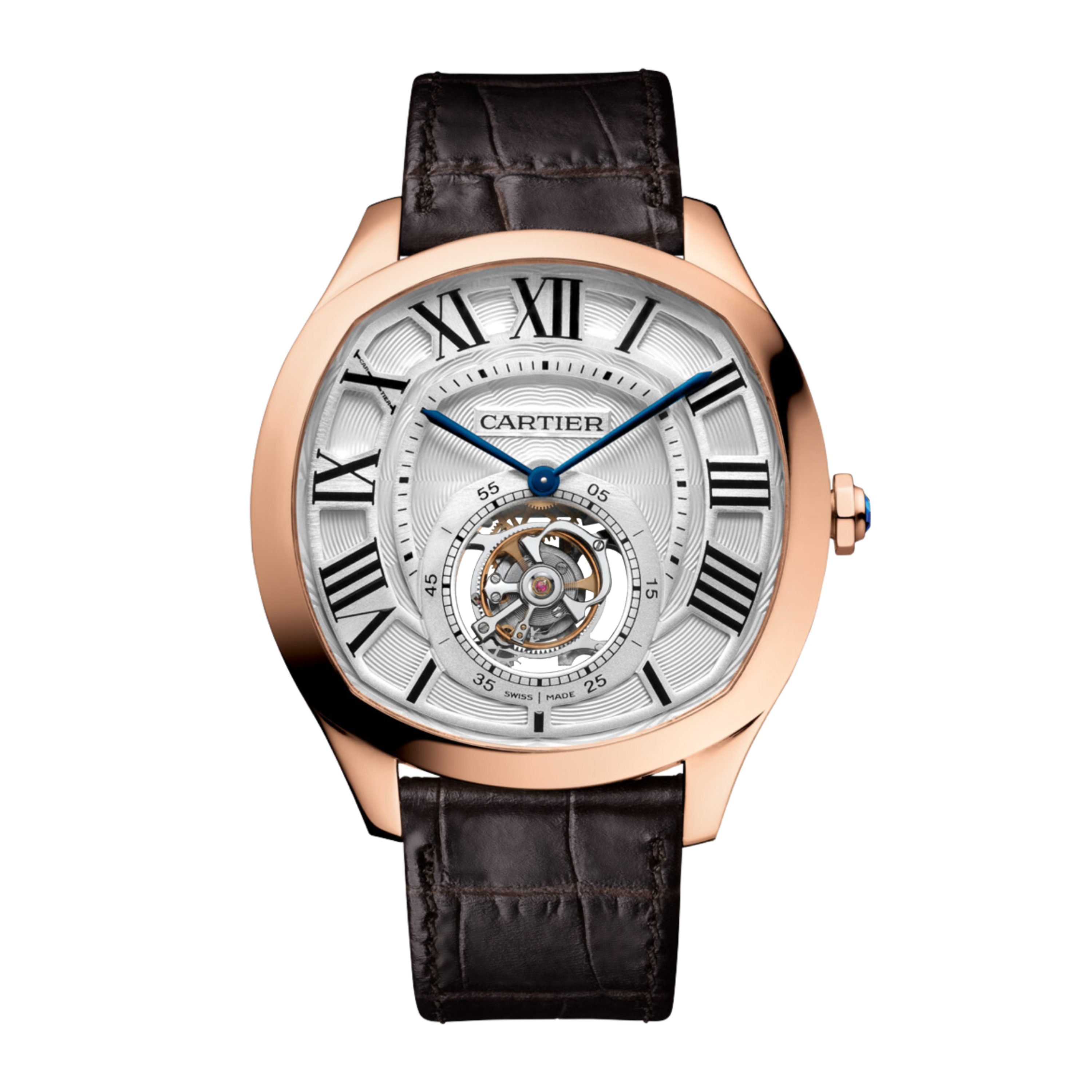 Cartier Drive de Cartier Flying Tourbillon Rose Gold Silver Dial