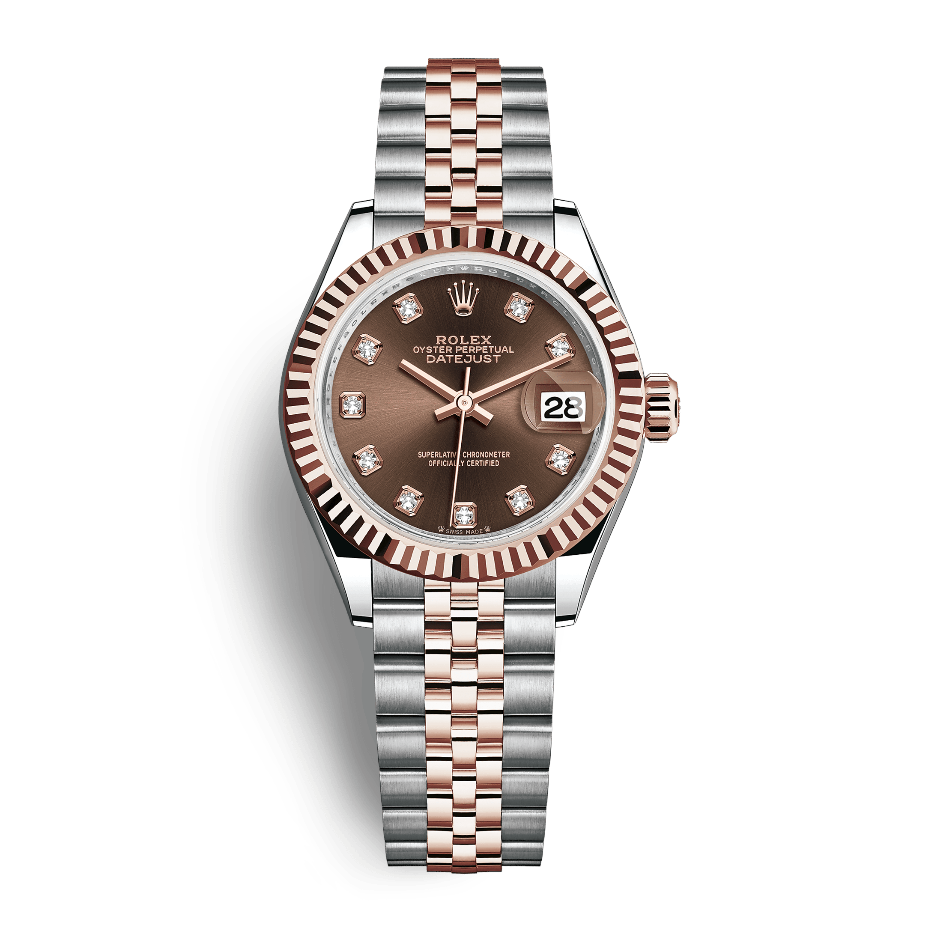 Rolex Lady-Datejust Rose Gold & Steel Chocolate Dial 28mm 279171