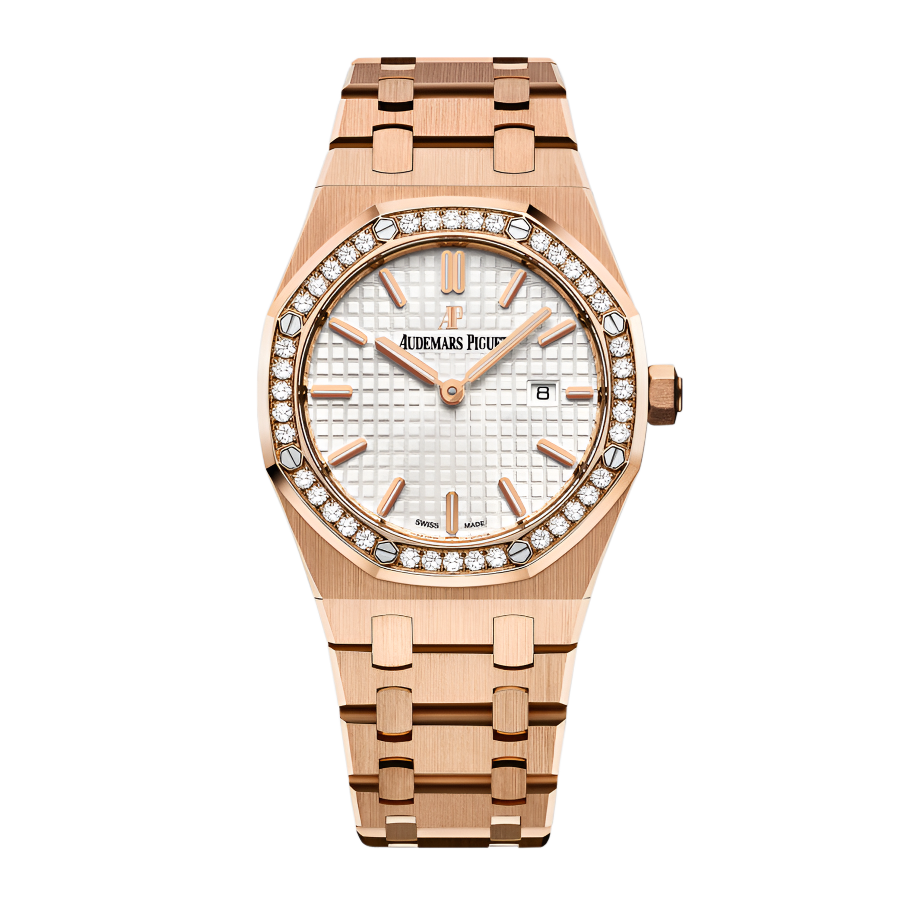 Audemars Piguet Royal Oak Rose Gold Diamond Silver Dial 33mm