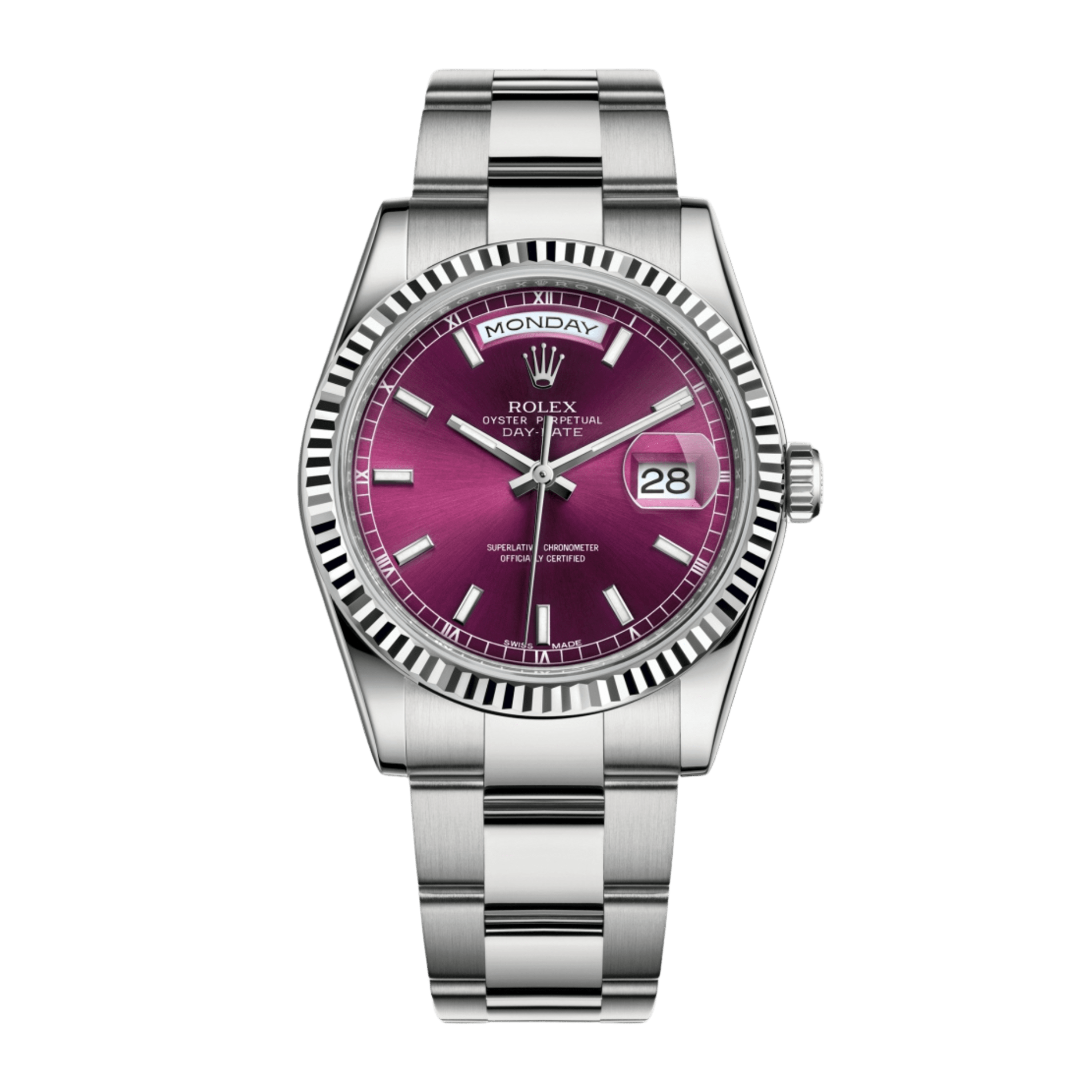 Rolex Day-Date 36 White Gold Red Dial 36mm 118239-0304