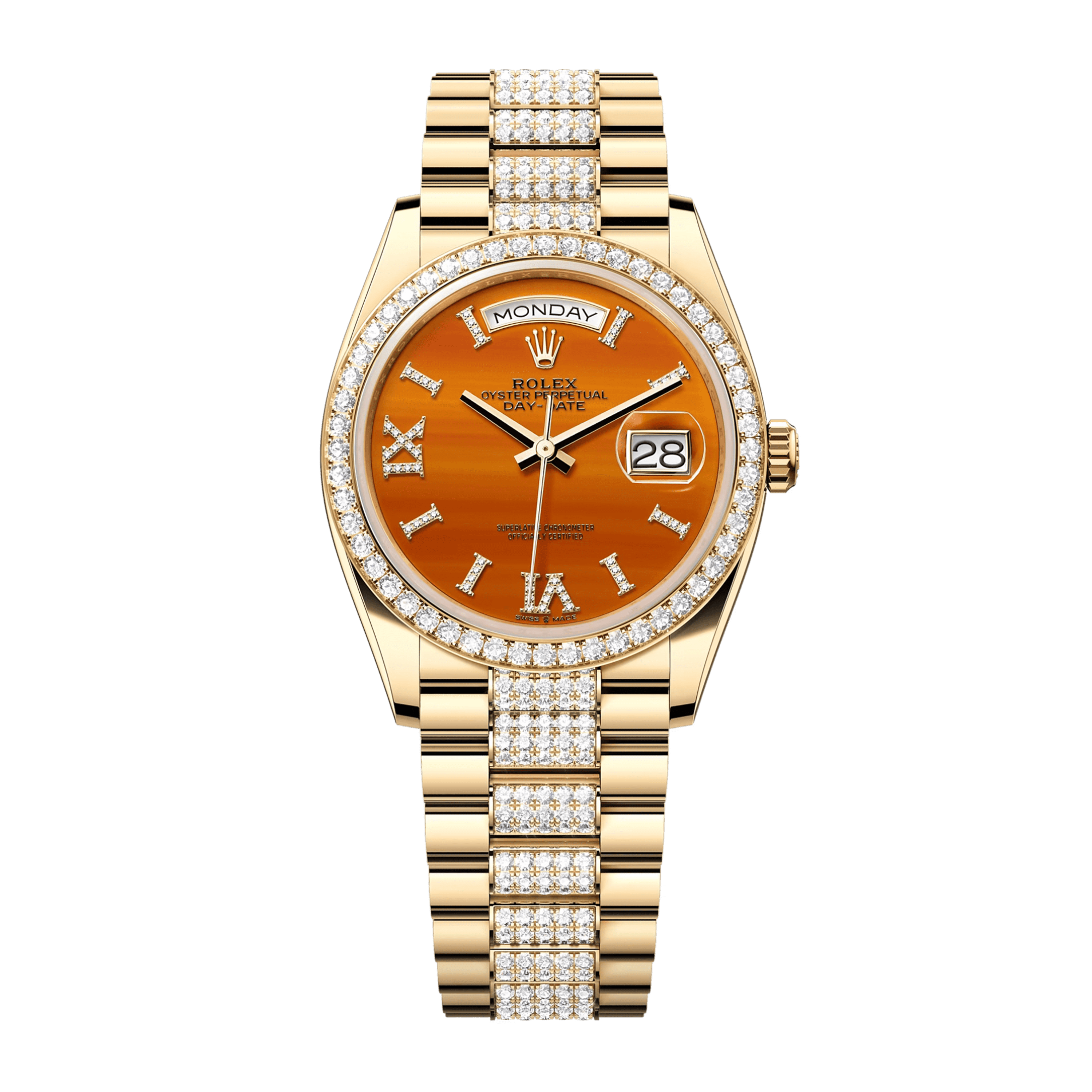 Rolex Day-Date 36 Yellow Gold Orange Dial 36mm 128348RBR-0050