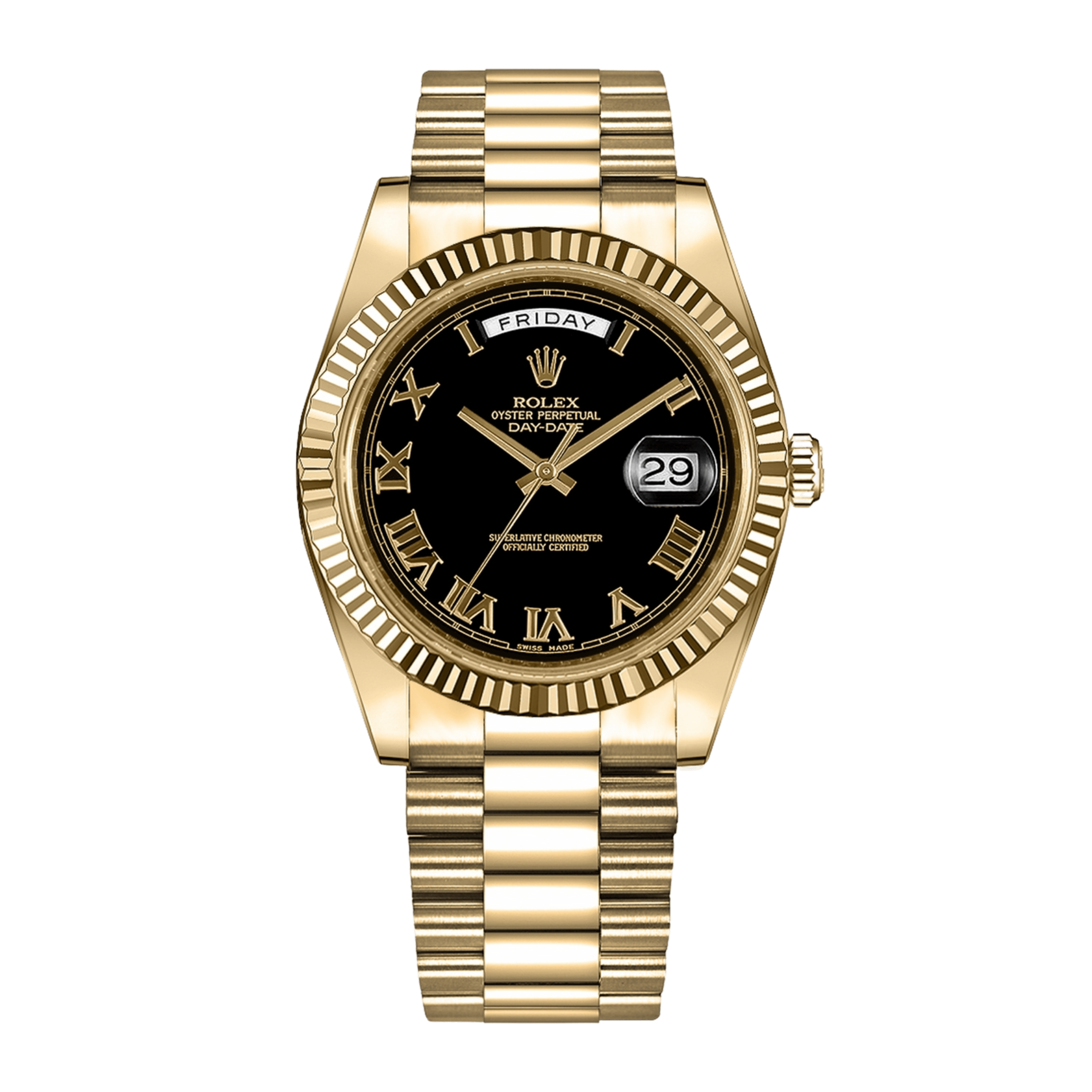 Rolex Day-Date II Yellow Gold Black Dial 41mm 218238-0041 - Make